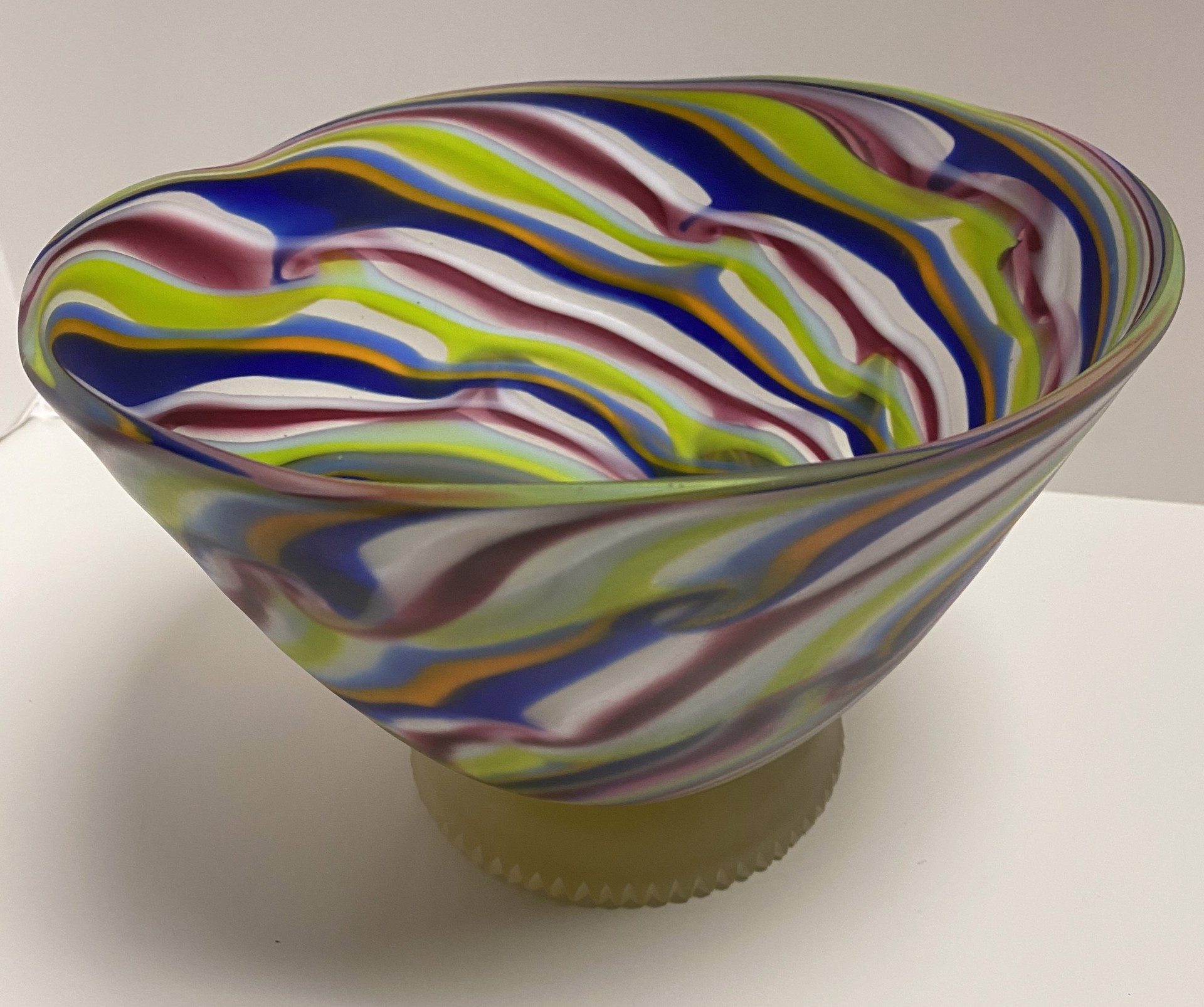 Smoke Multi-color Footed Bowl by Rene Culler
