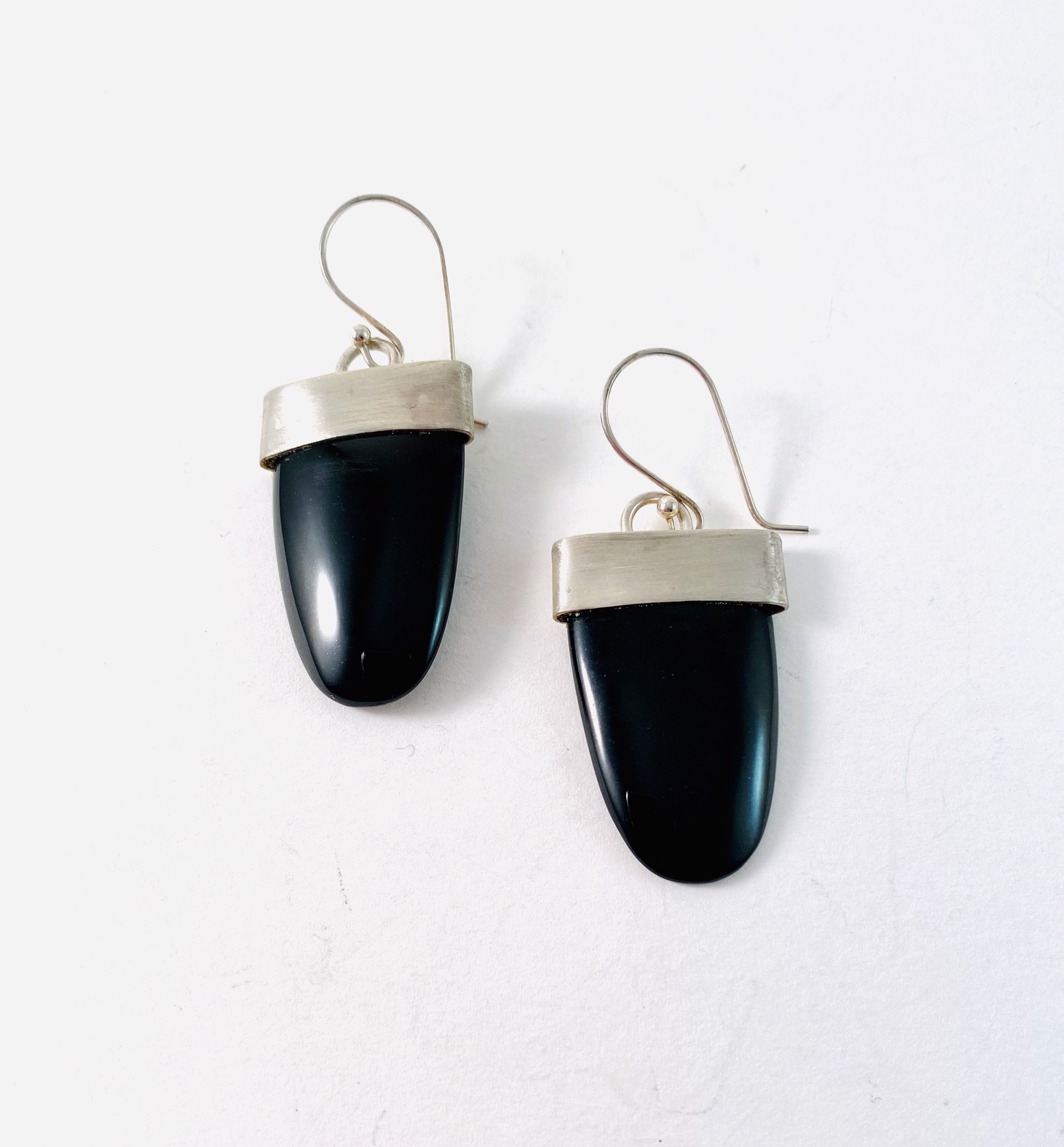 Silver Onyx Earrings by Anne Bivens