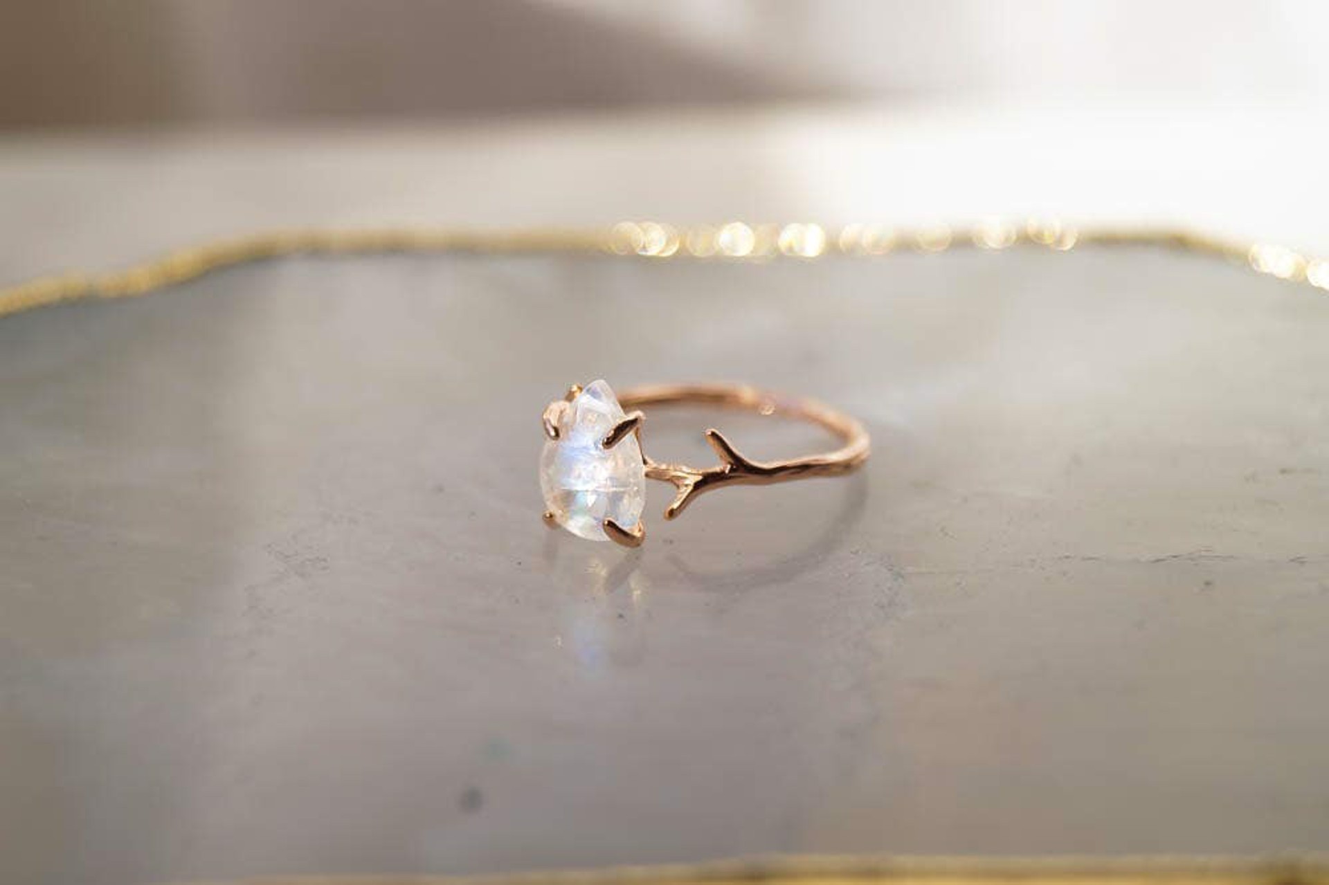 Moonstone Everly Ring in Gold (Size 7) by Wander + Lust Jewelry