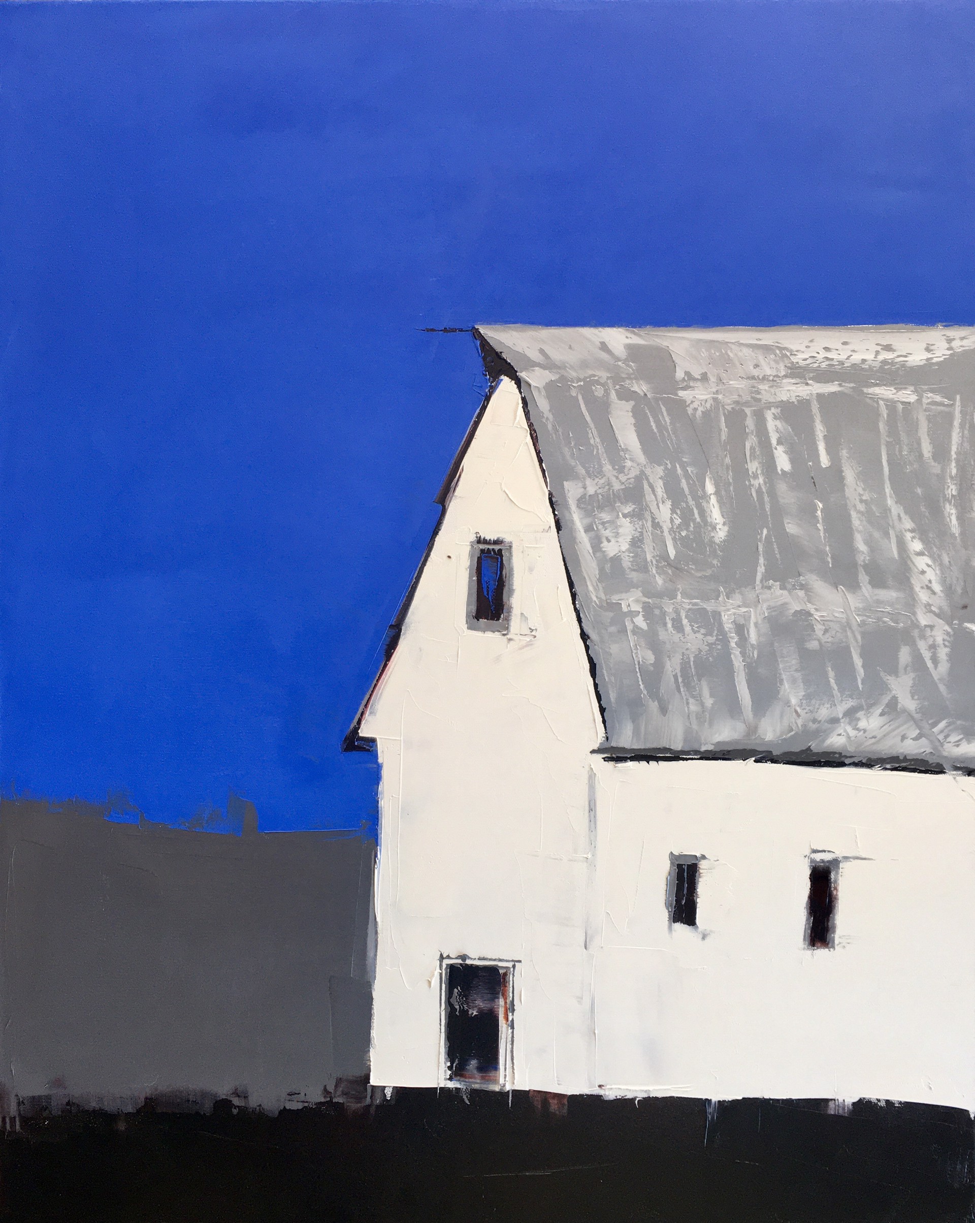 White Barn with Blue, 2021 by Sandra Pratt