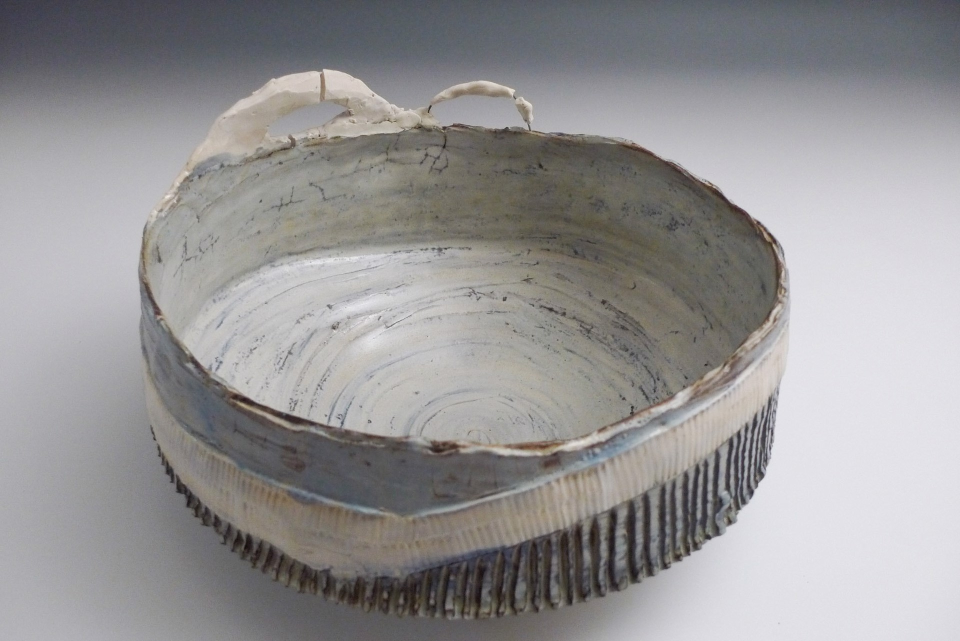 Blue Bowl with Porcelain Handle by Ani Kasten