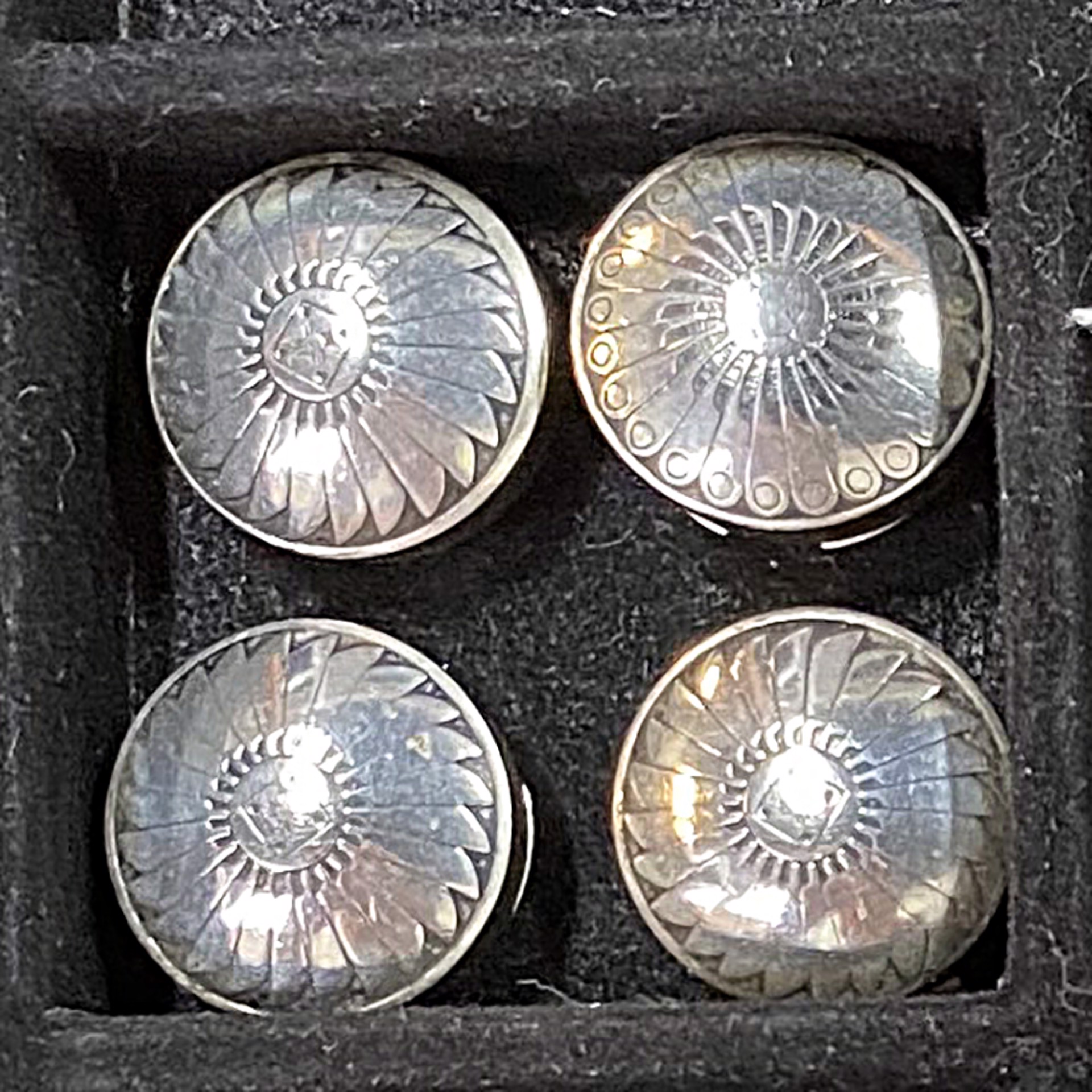 4 silver button covers KB037 by Karen Bell