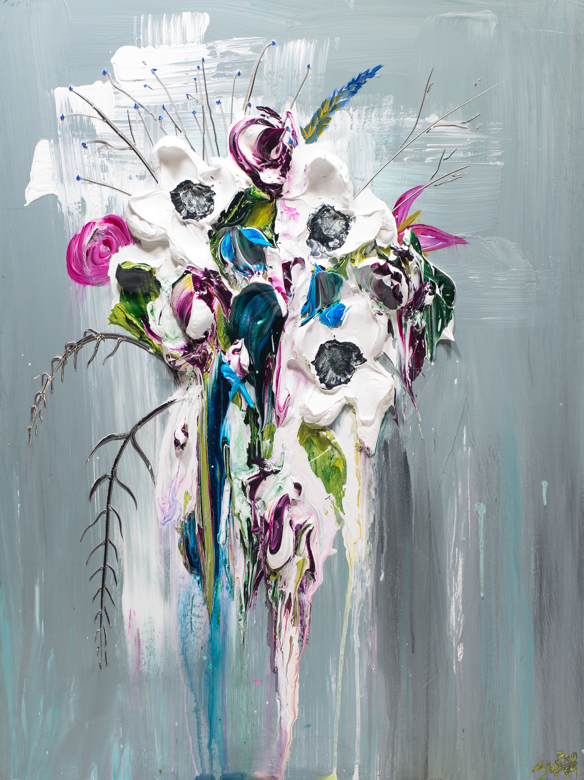 ABSTRACT FLORAL BOUQUET ORIG 001 by JUSTIN GAFFREY