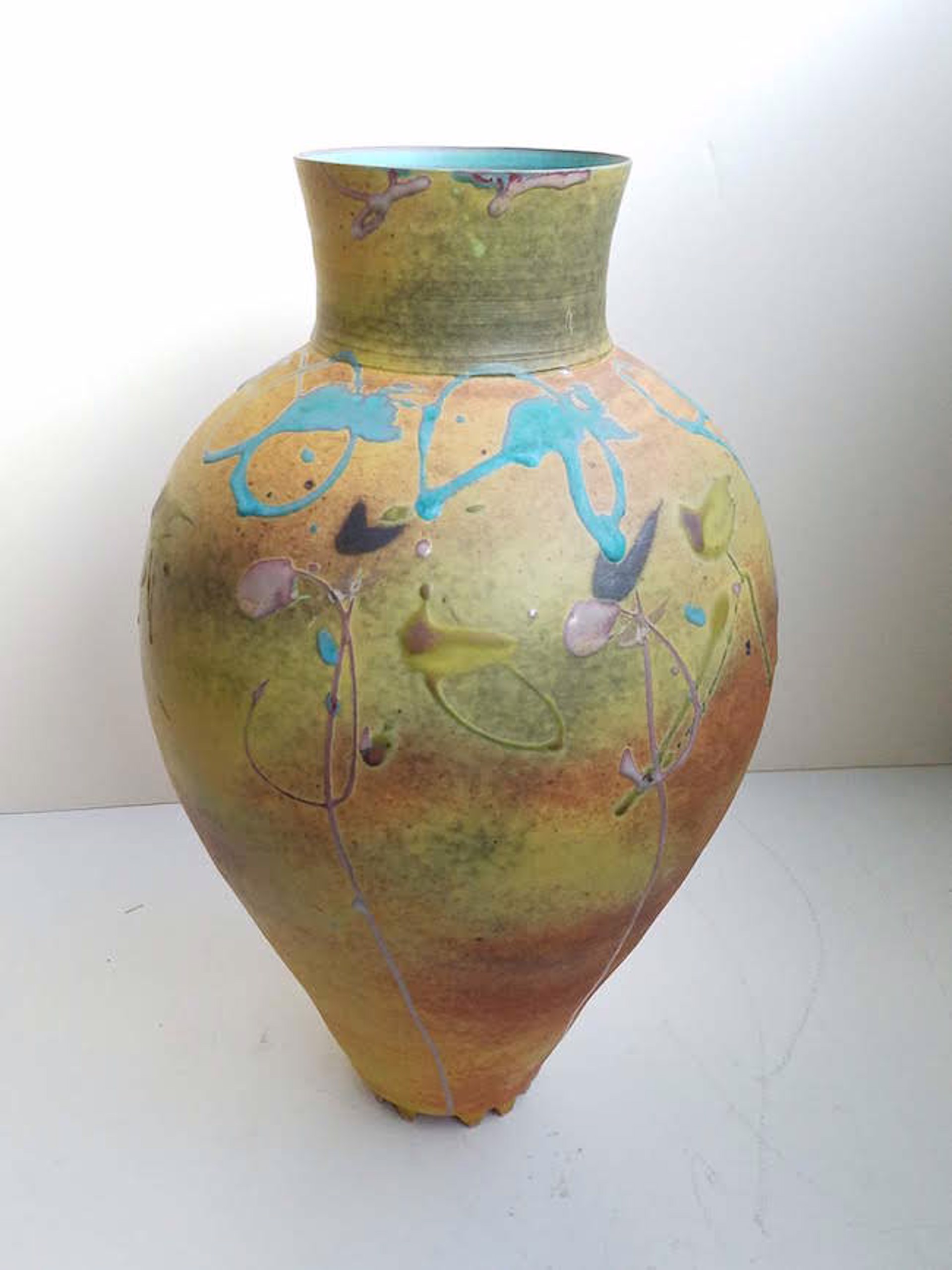 Large Ochre Vase - Yellow Orange and Blue by Kayo O'Young