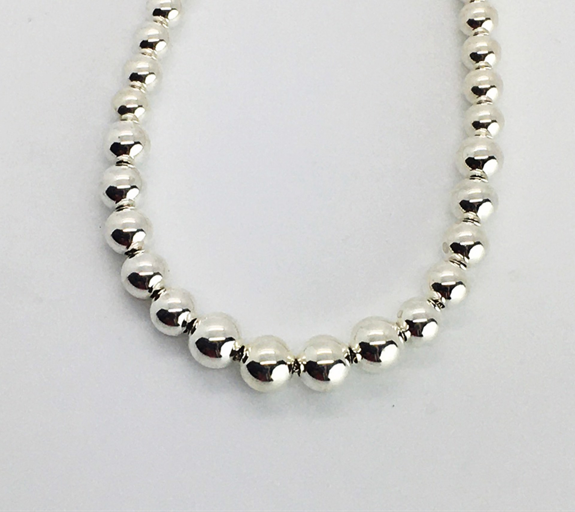 17" Graduated Sterling Silver Beaded Necklace - 6-8mm by Suzanne Woodworth