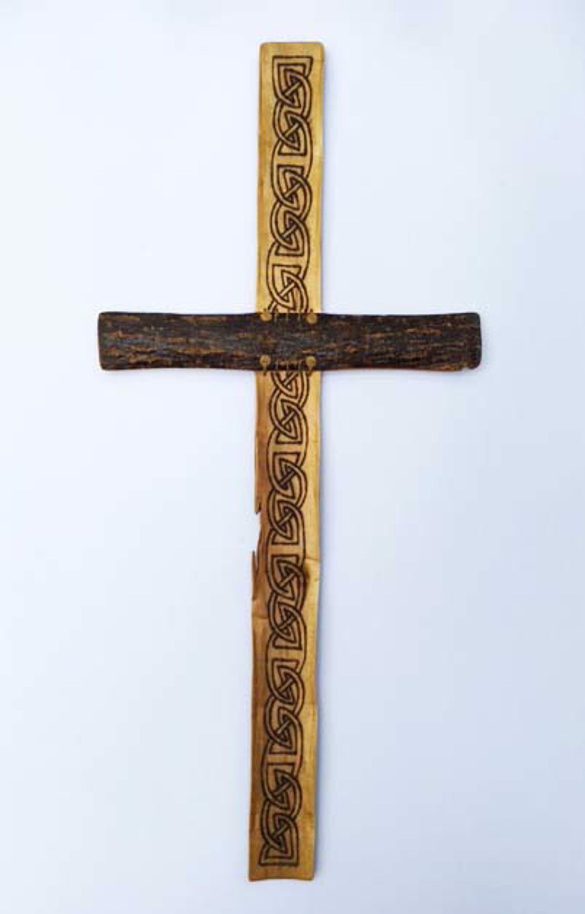 Celtic Cross with Wood Burned Knot by Kim Keats