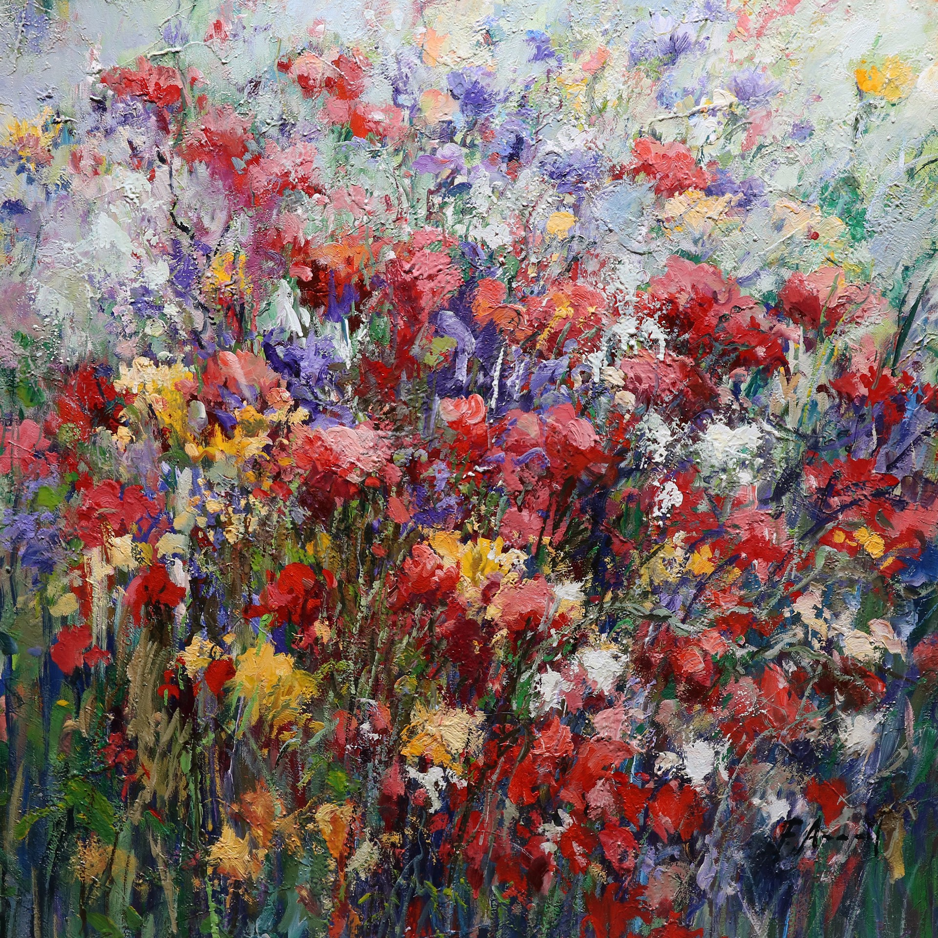 "A Field of Flowers" original oil painting by Fernando Aracil
