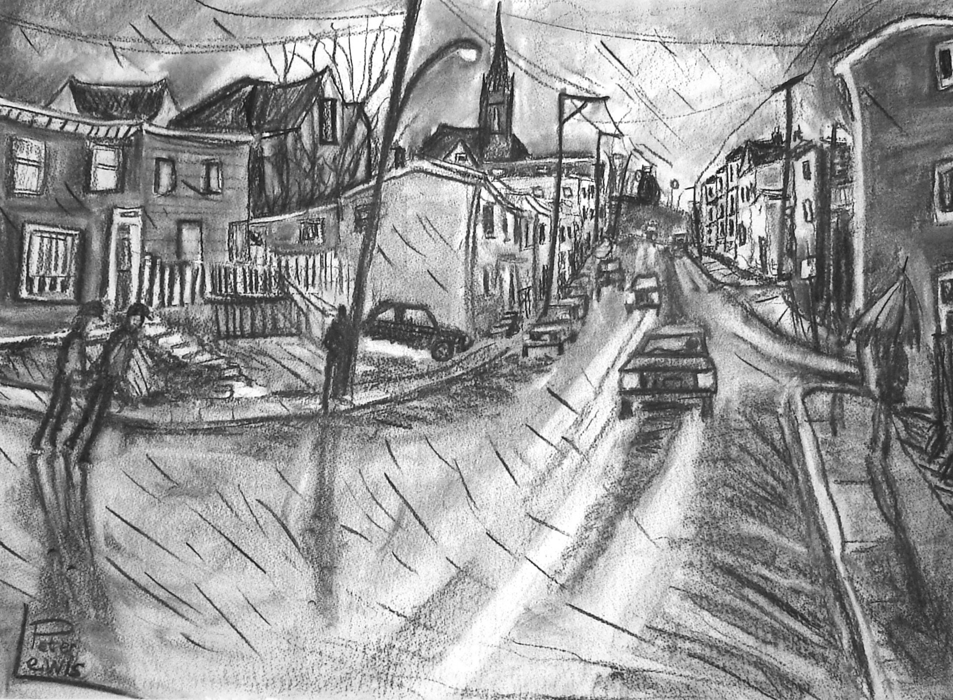 Rain on Livingstone street by Peter Lewis