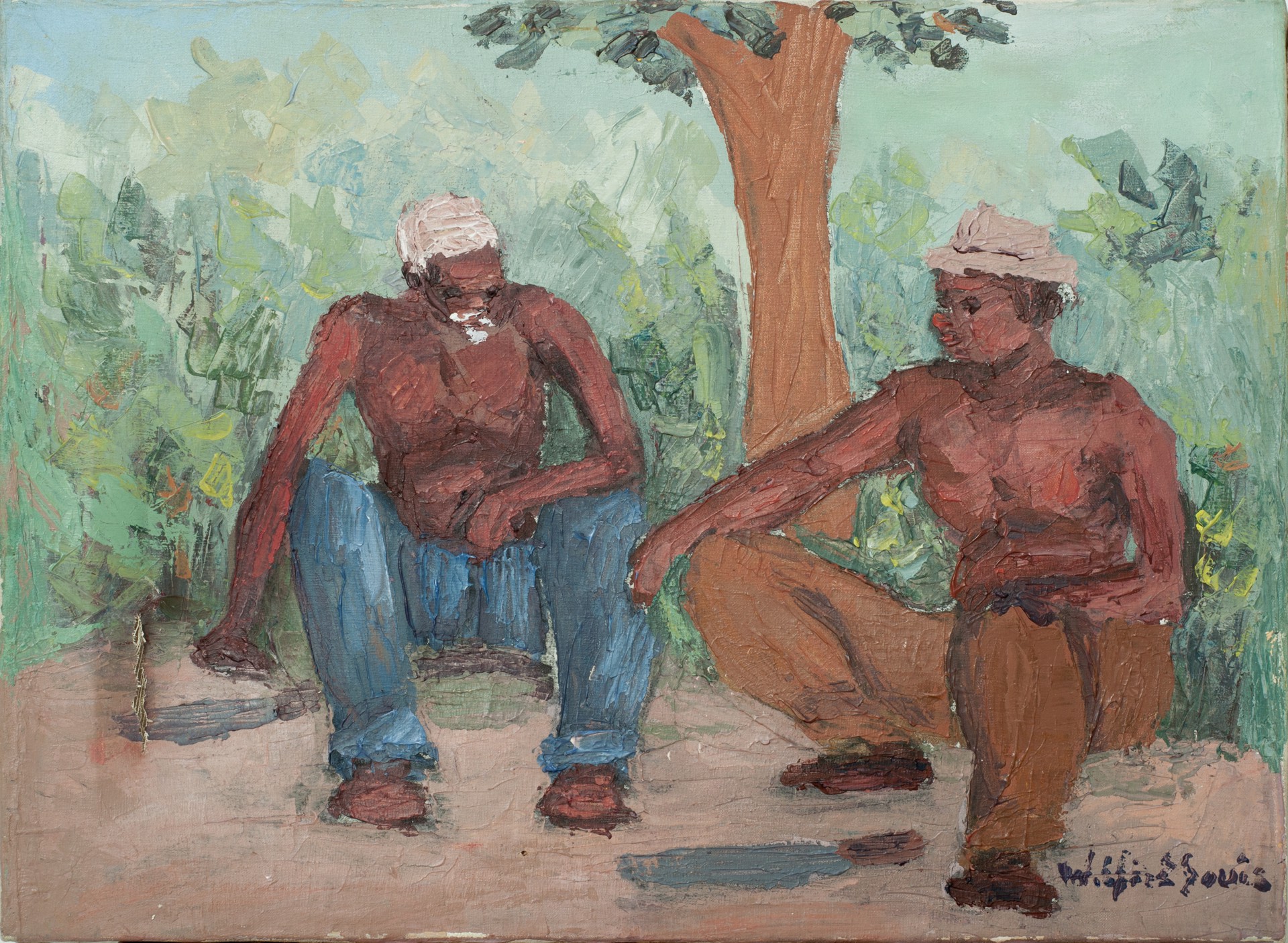 Conversation Between Two Men #17-3-96GSN by Wilfrid Louis (Haitian, b. 1943)