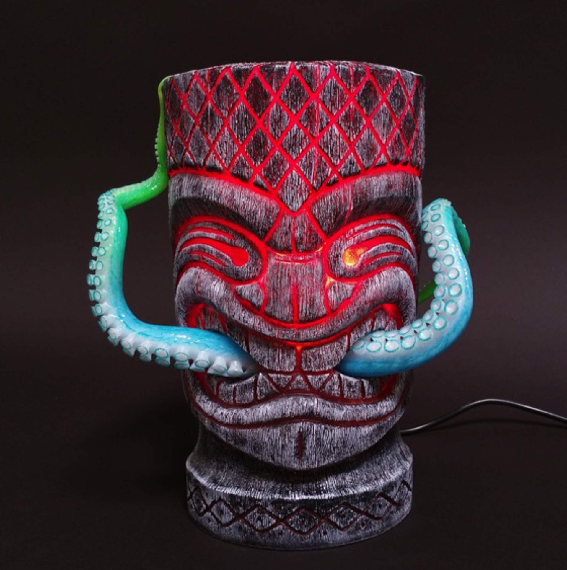 MANA TIKI FIRE OCTOPUS BITE WITH BLUE GREEN TENTACLES by Yuri Everson