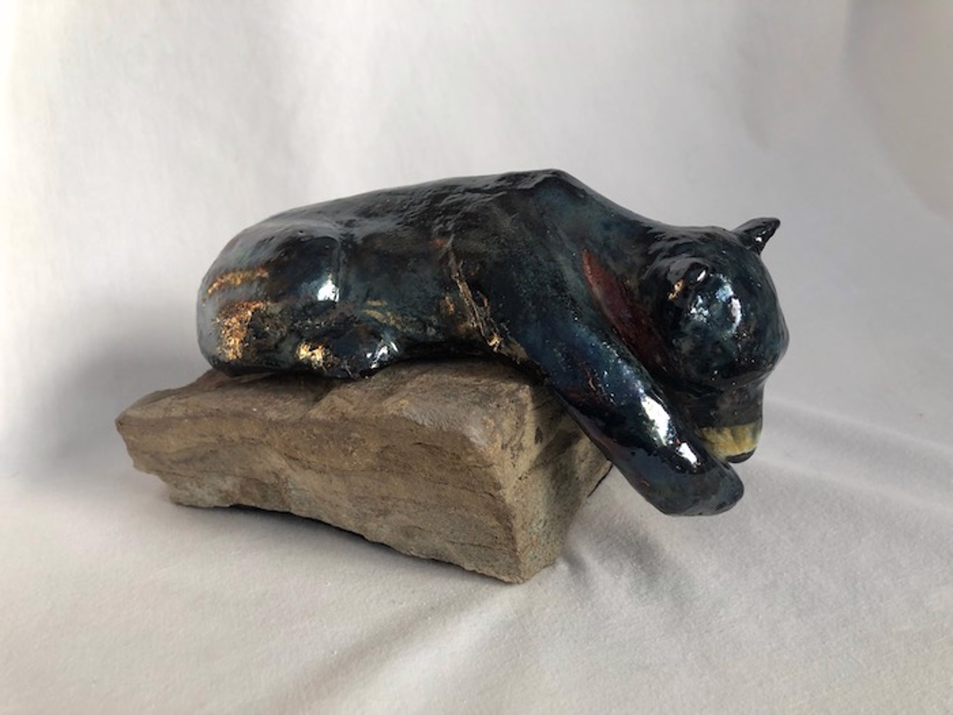 Black bear on a rock by Lisa Wilkinson