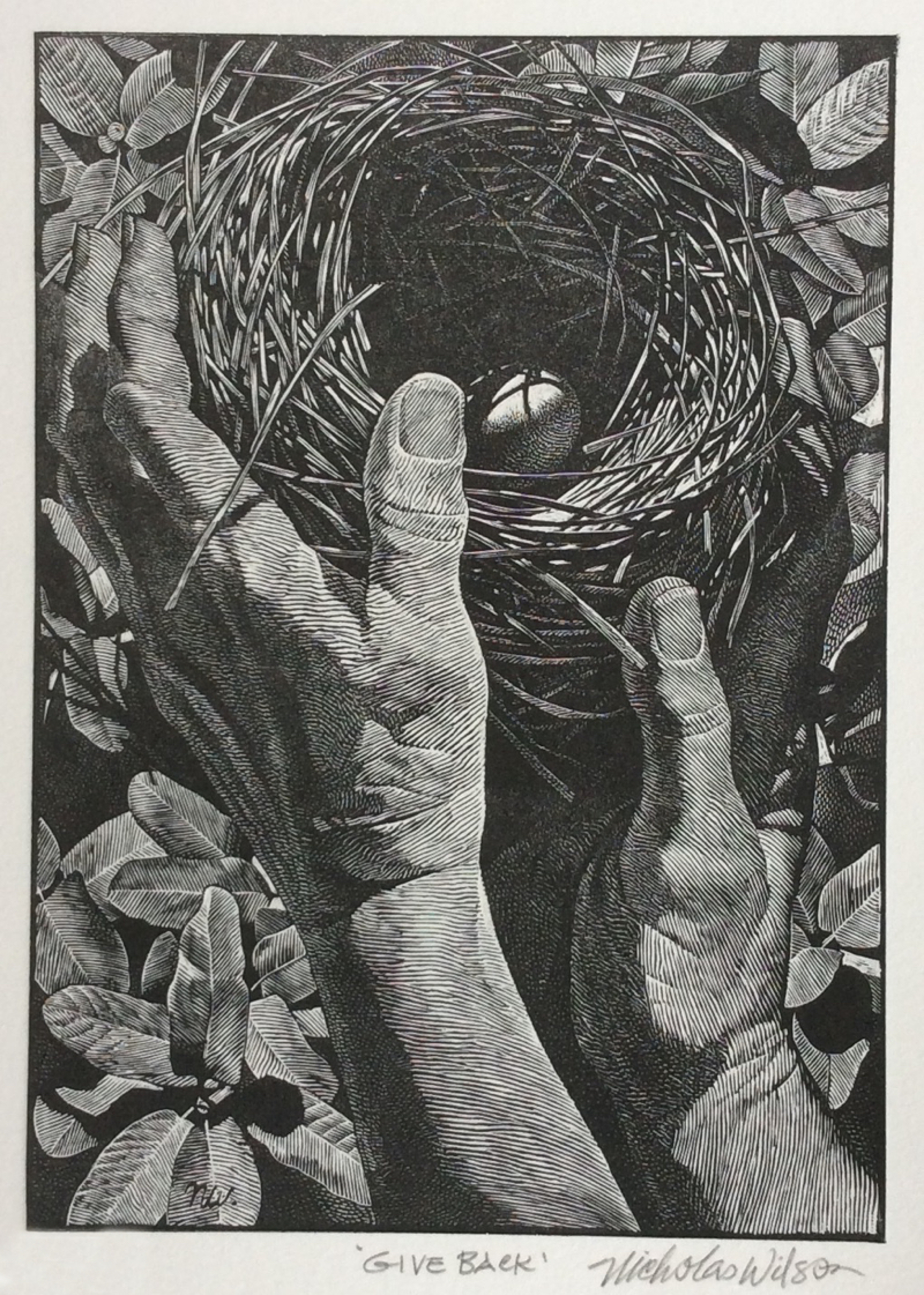Give Back - Wood Engraving by Nicholas Wilson
