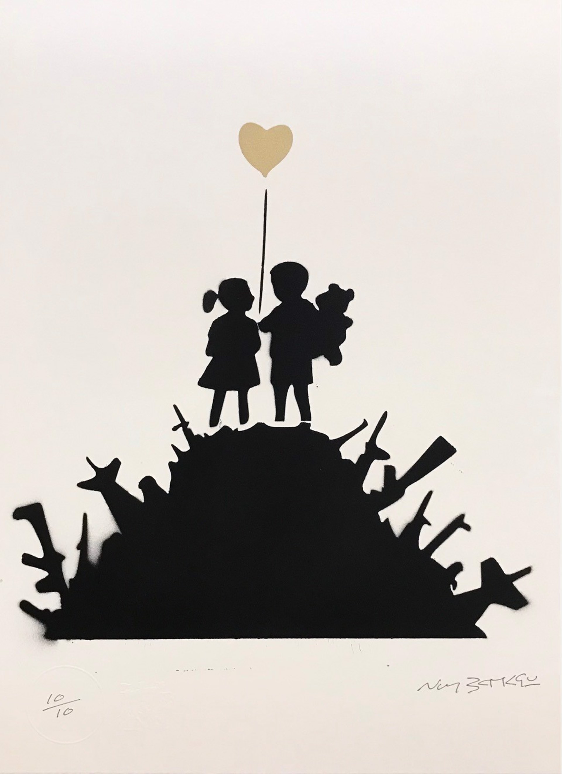 Kids on Gun Hill - Gold (10/10) by Not Banksy