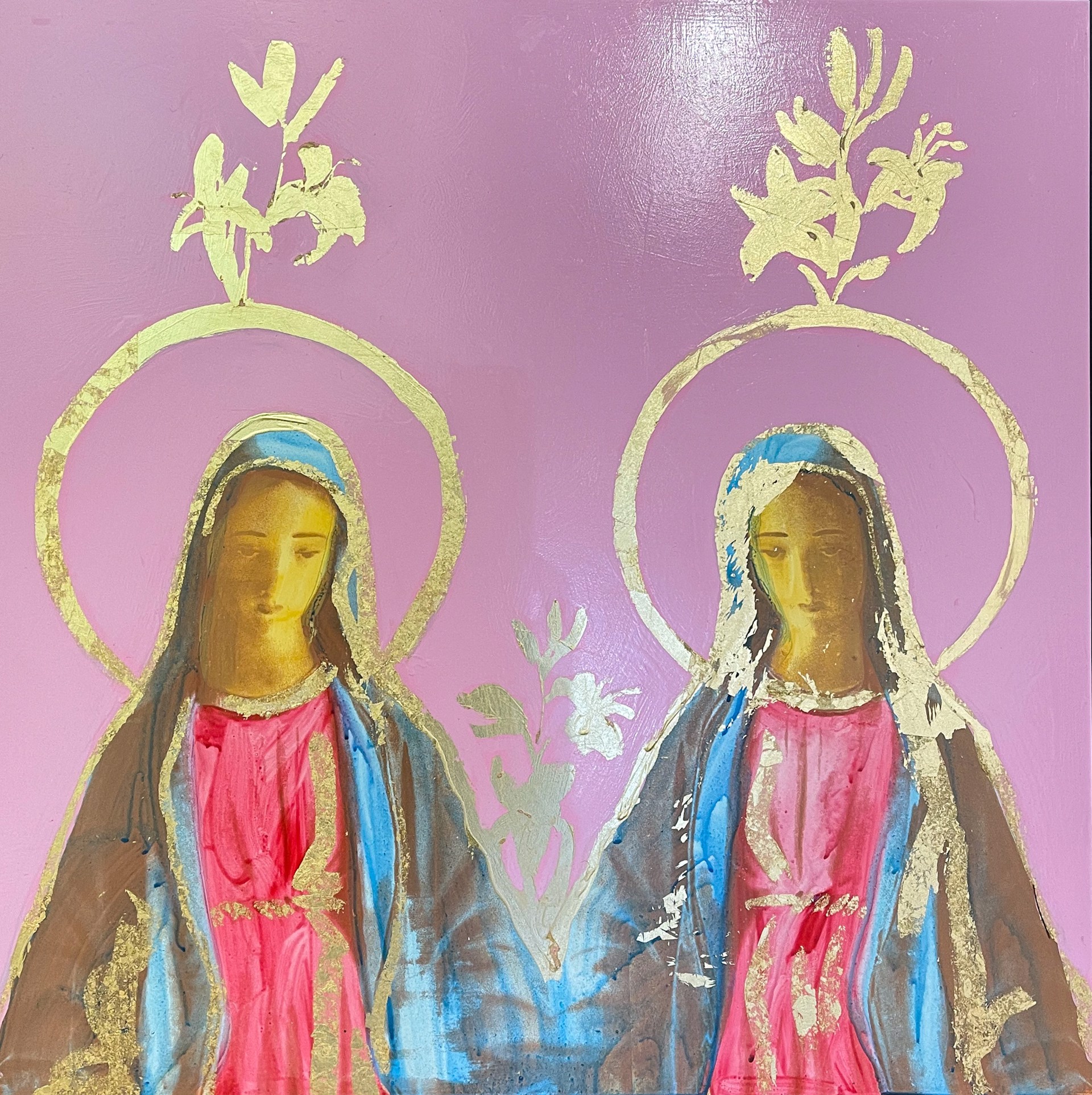 Mirrored Hail Mary in Pink and Blue by Megan Coonelly