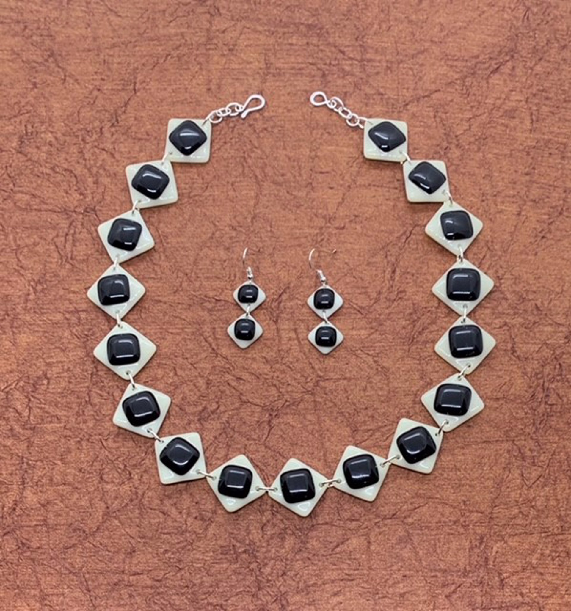 Custom Necklace and Earrings in Vanilla and Black - Pembleton by Chris Cox