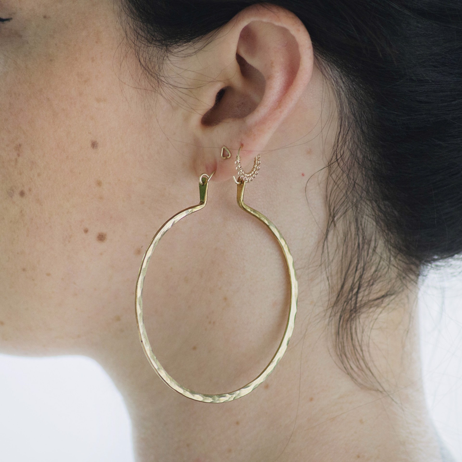 Forged Hoops in Brass - Large by Clementine & Co. Jewelry