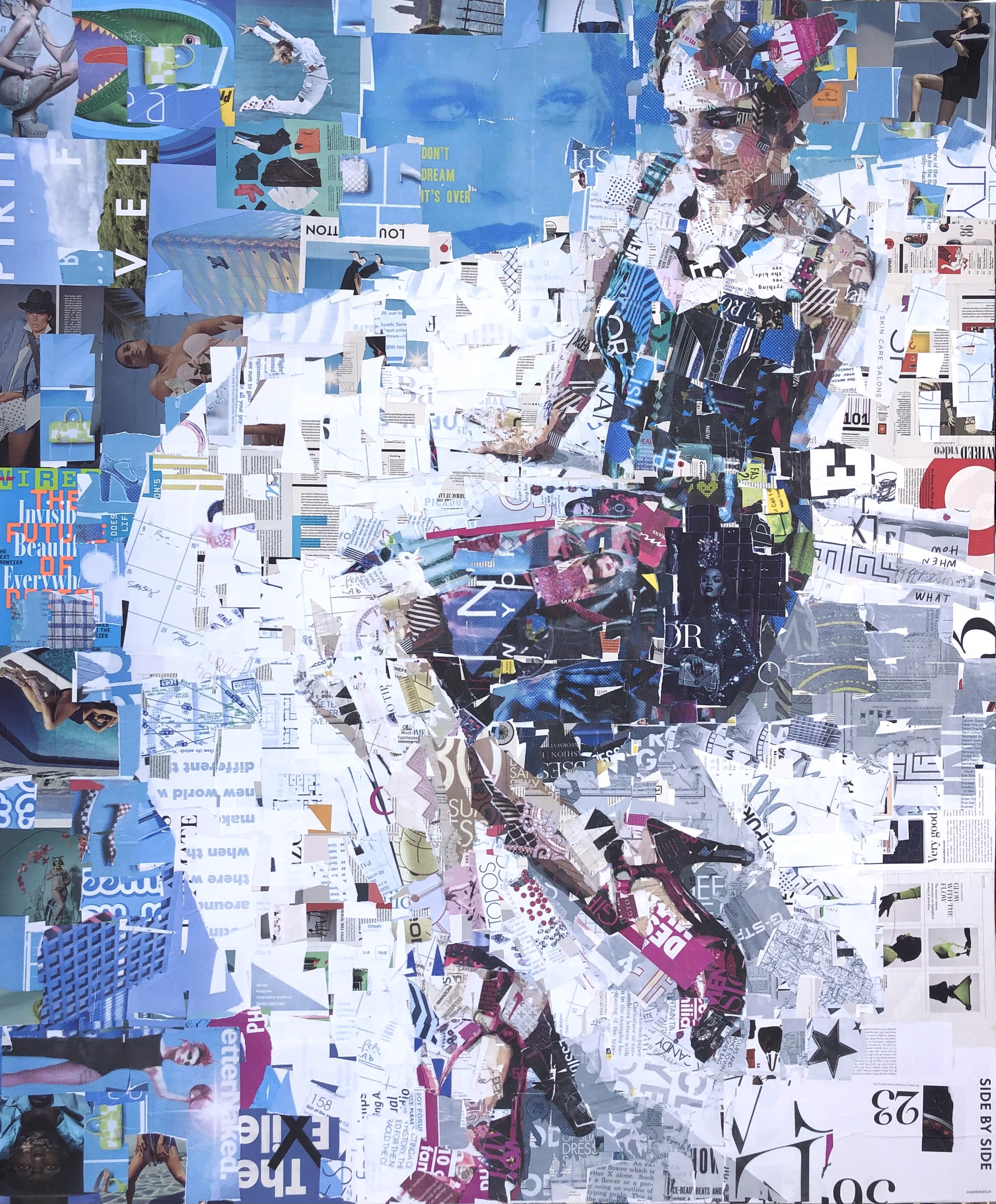 Sassy Dreams by Florida Artist Derek Gores 72"H x 60"W collage on canvas