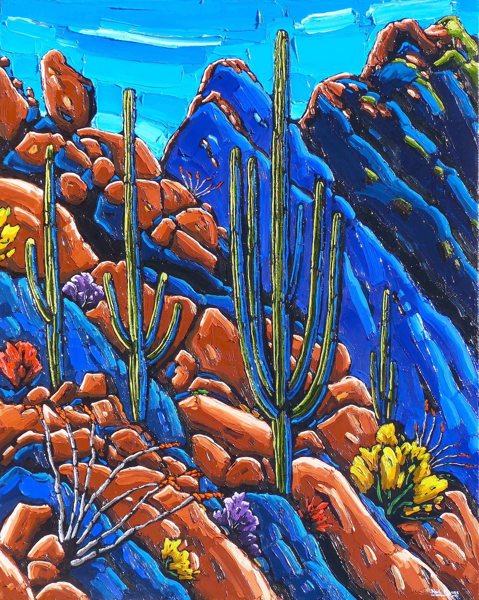 Cliffside Saguaros by Neil Myers