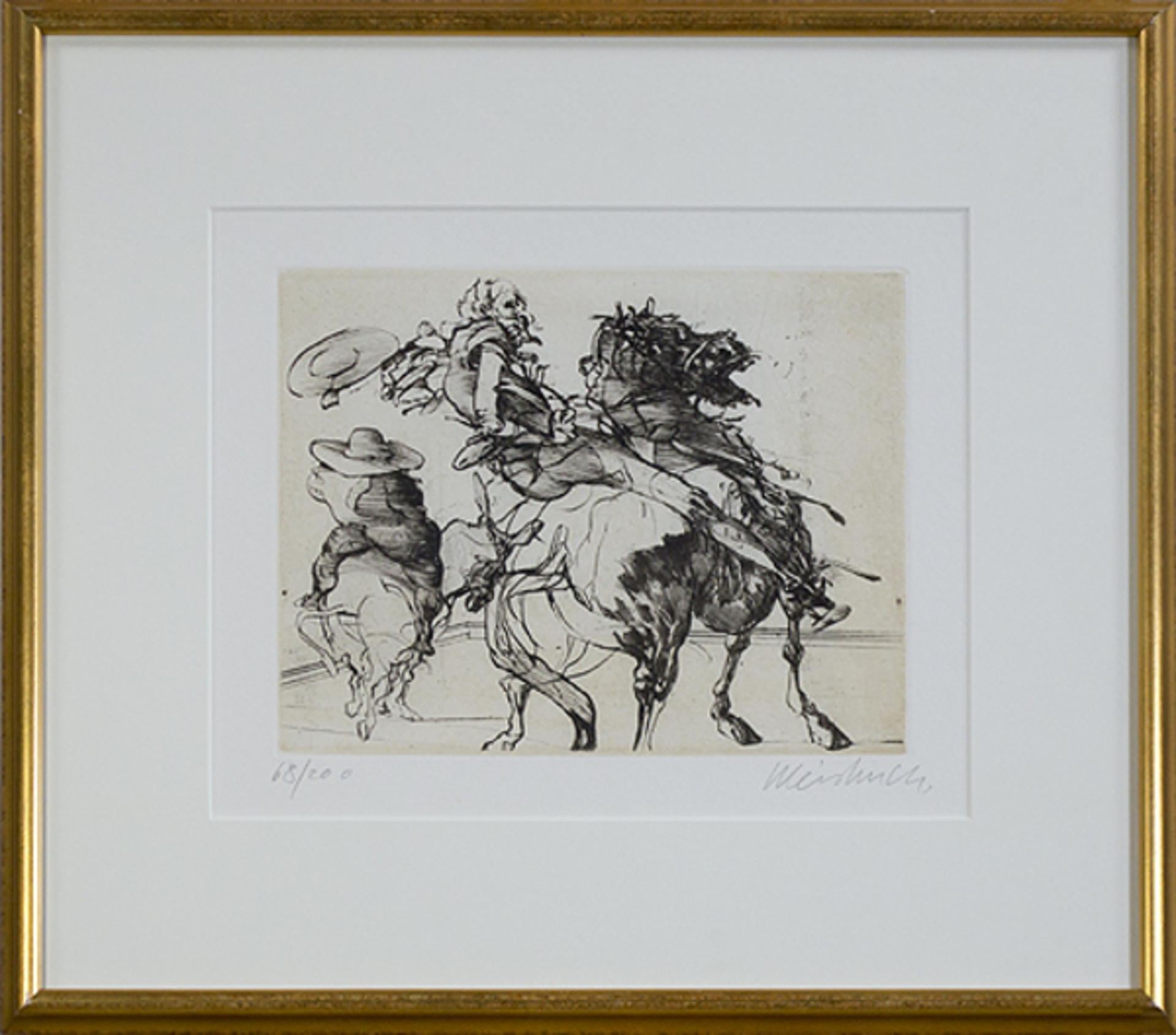 Don Quichotte De La Manche-Quichotte & Sancho Panza on Horseback-Don Q. Falling by Claude Weisbuch