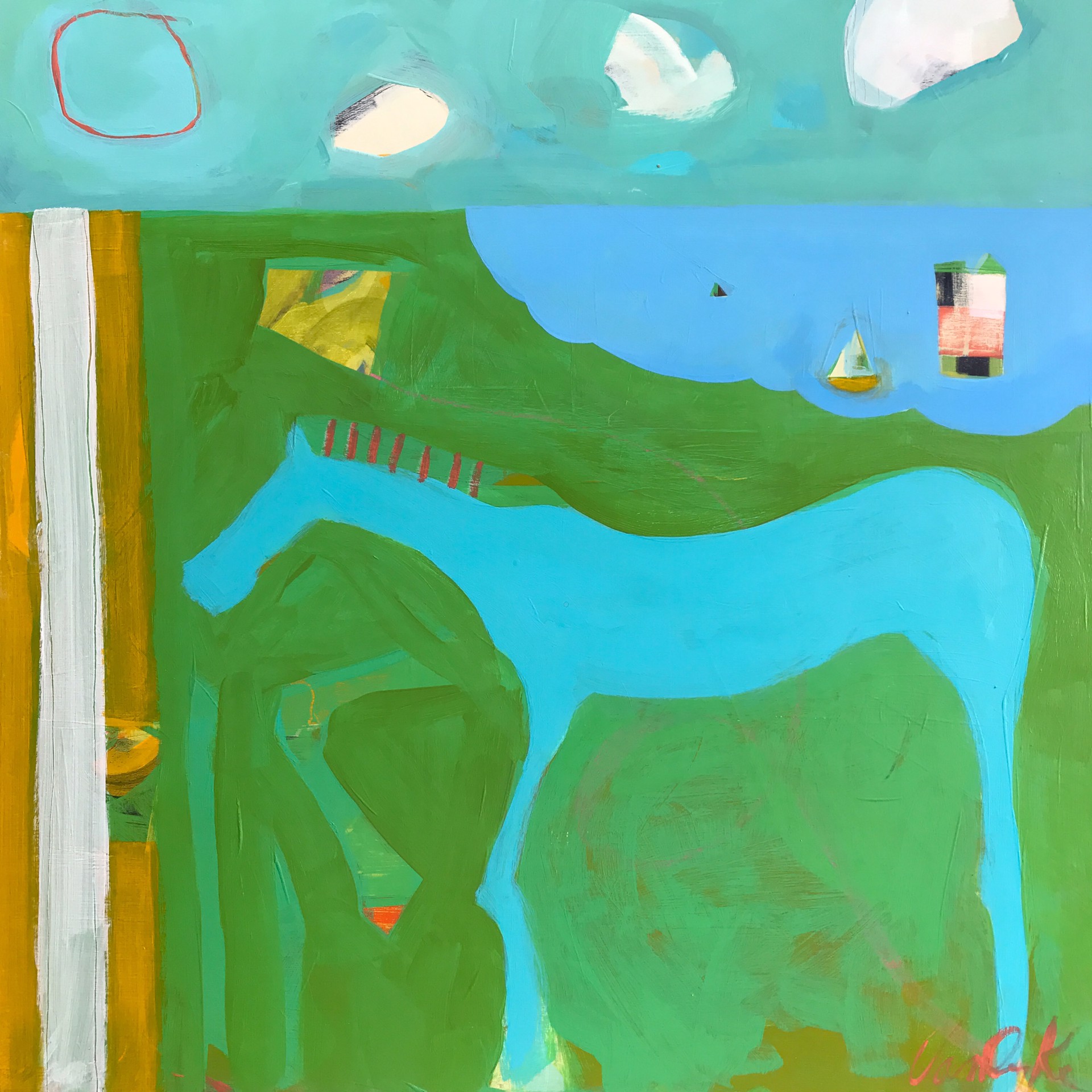 Blue Horse, Kite and Lighthouse by Rachael Van Dyke