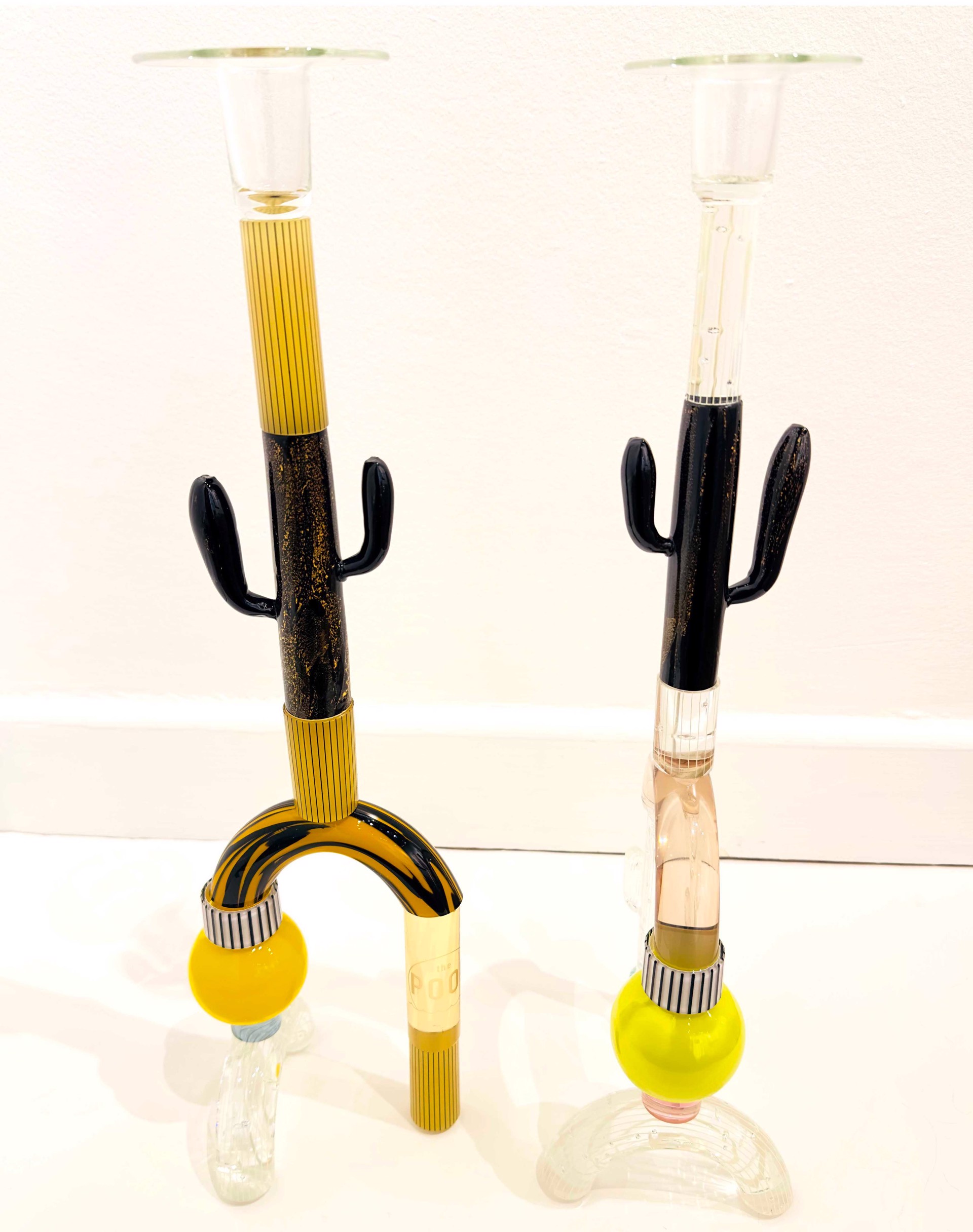 Large Cactus Candlestick Holders Set- The Pool Glassworks by Christopher Kerr-Ayer