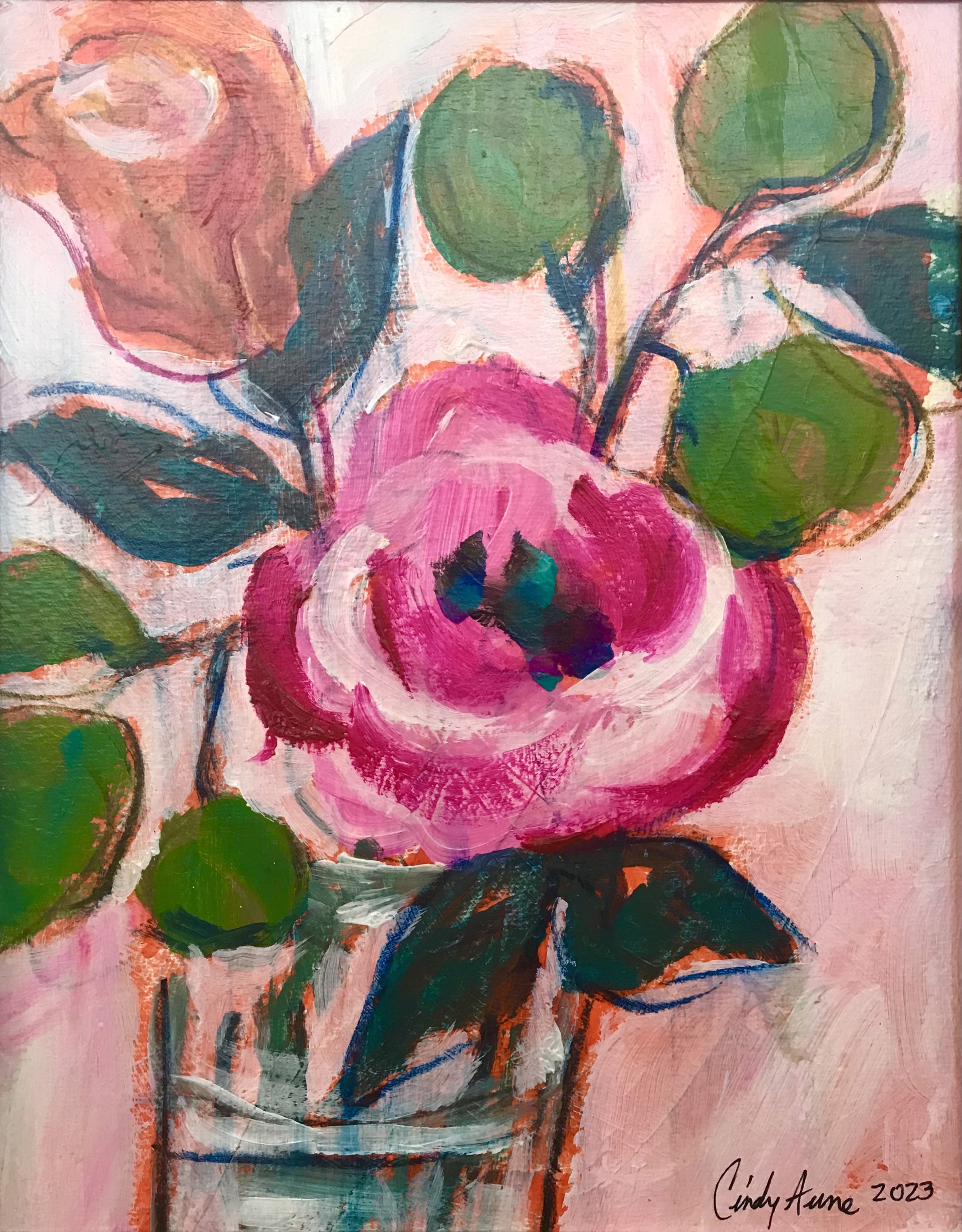 Pink and White Rose by Cindy Aune