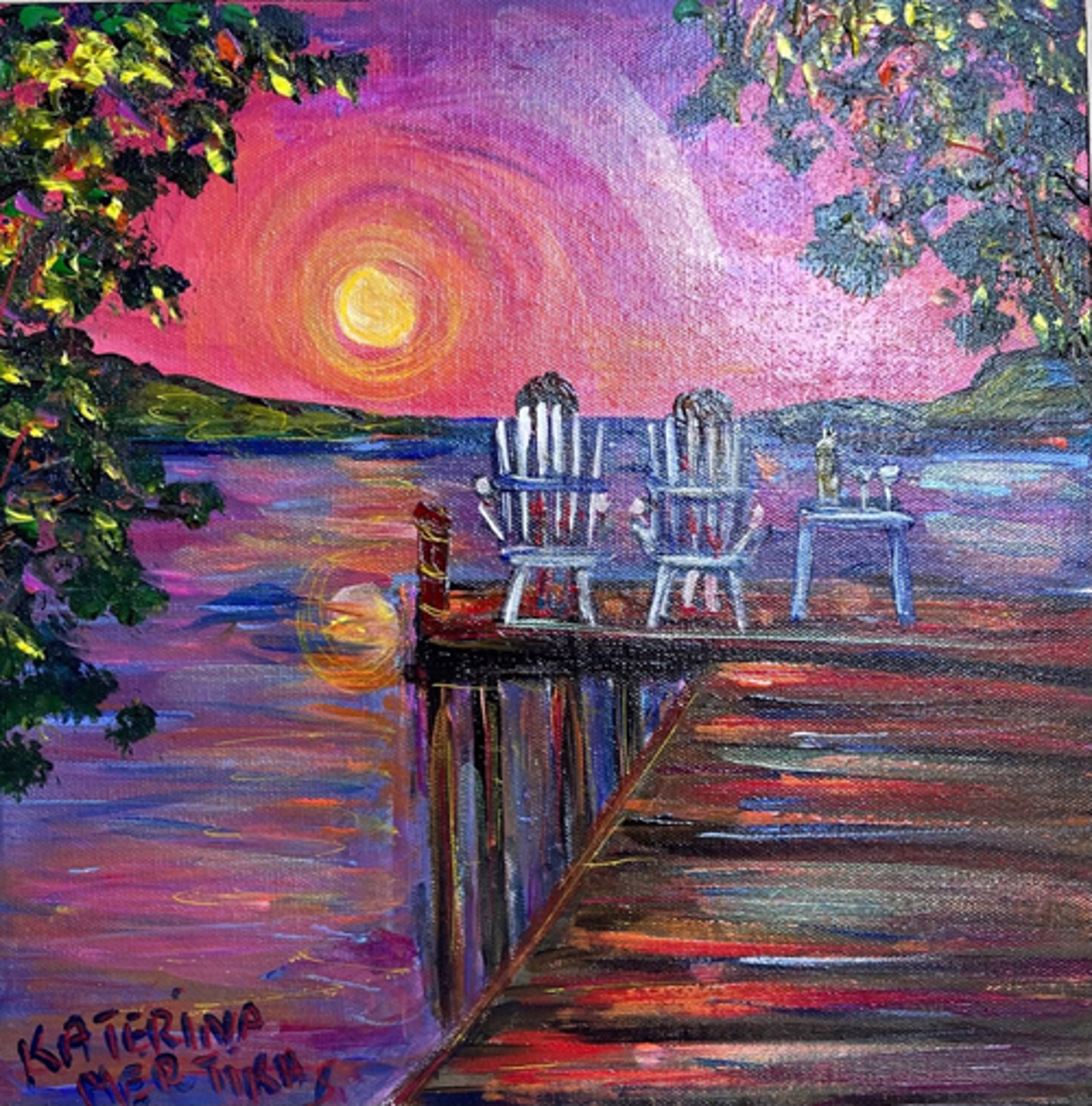 Sunset at the Lake (including frame) by Katerina Mertikas