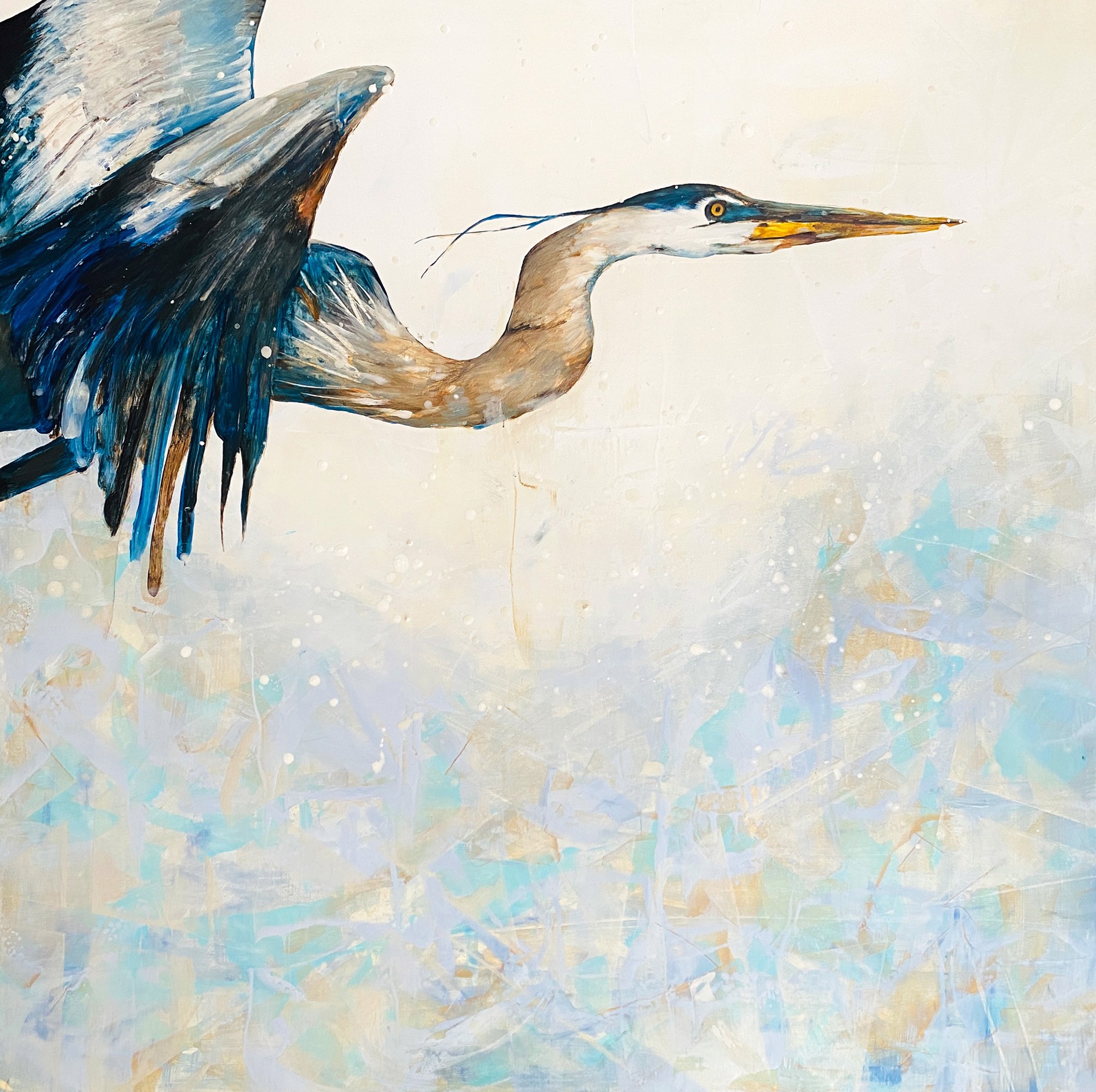 Original Oil Painting By Jenna Von Benedikt Of A Grey Heron