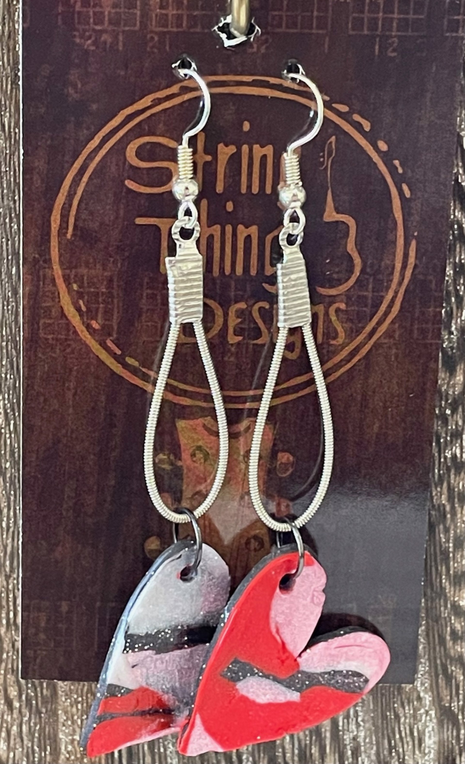Heart Guitar String Earrings by String Thing Designs