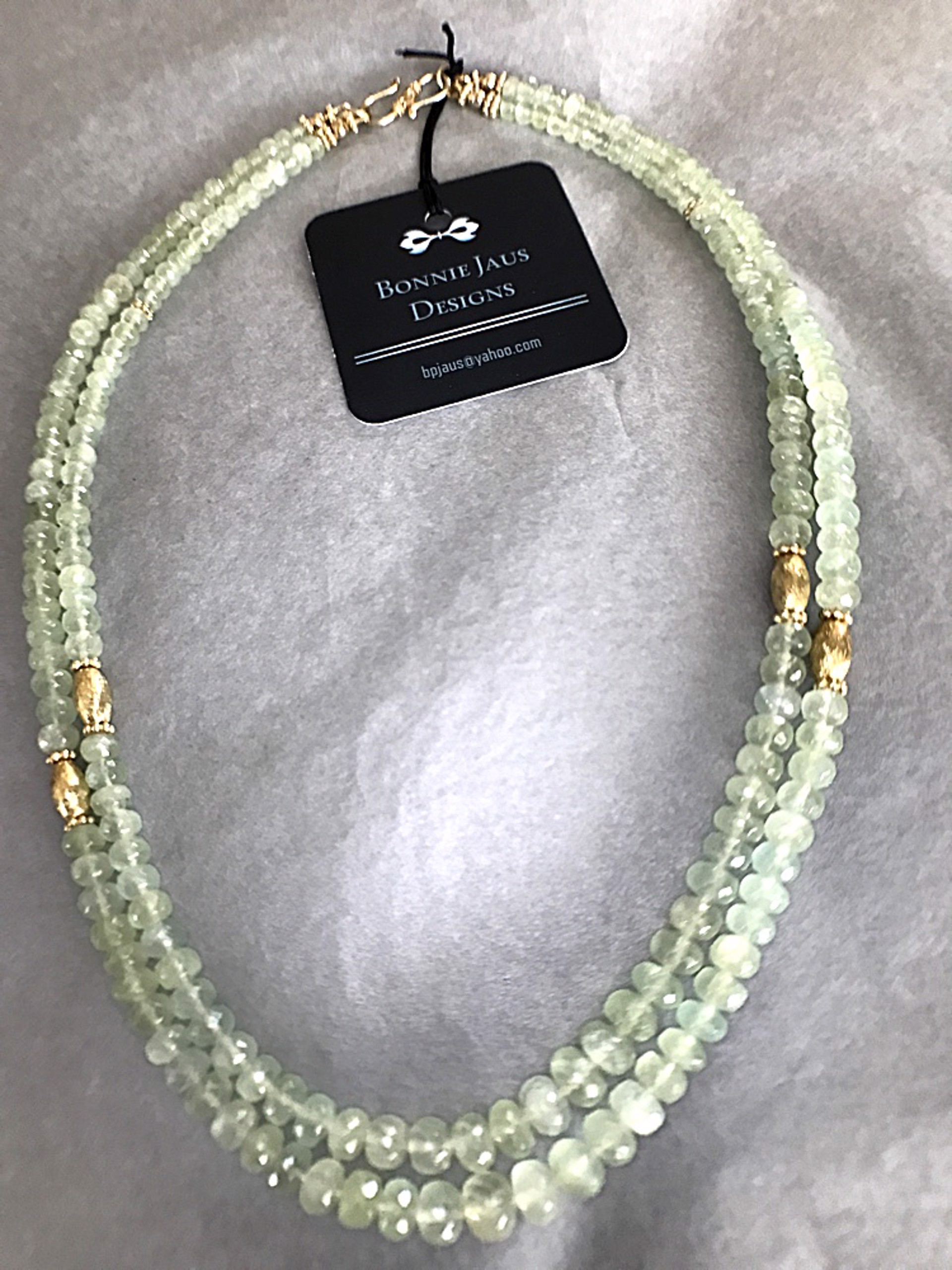 Necklace - Two Strand Prehnite & Gold Vermeil  #8669 by Bonnie Jaus