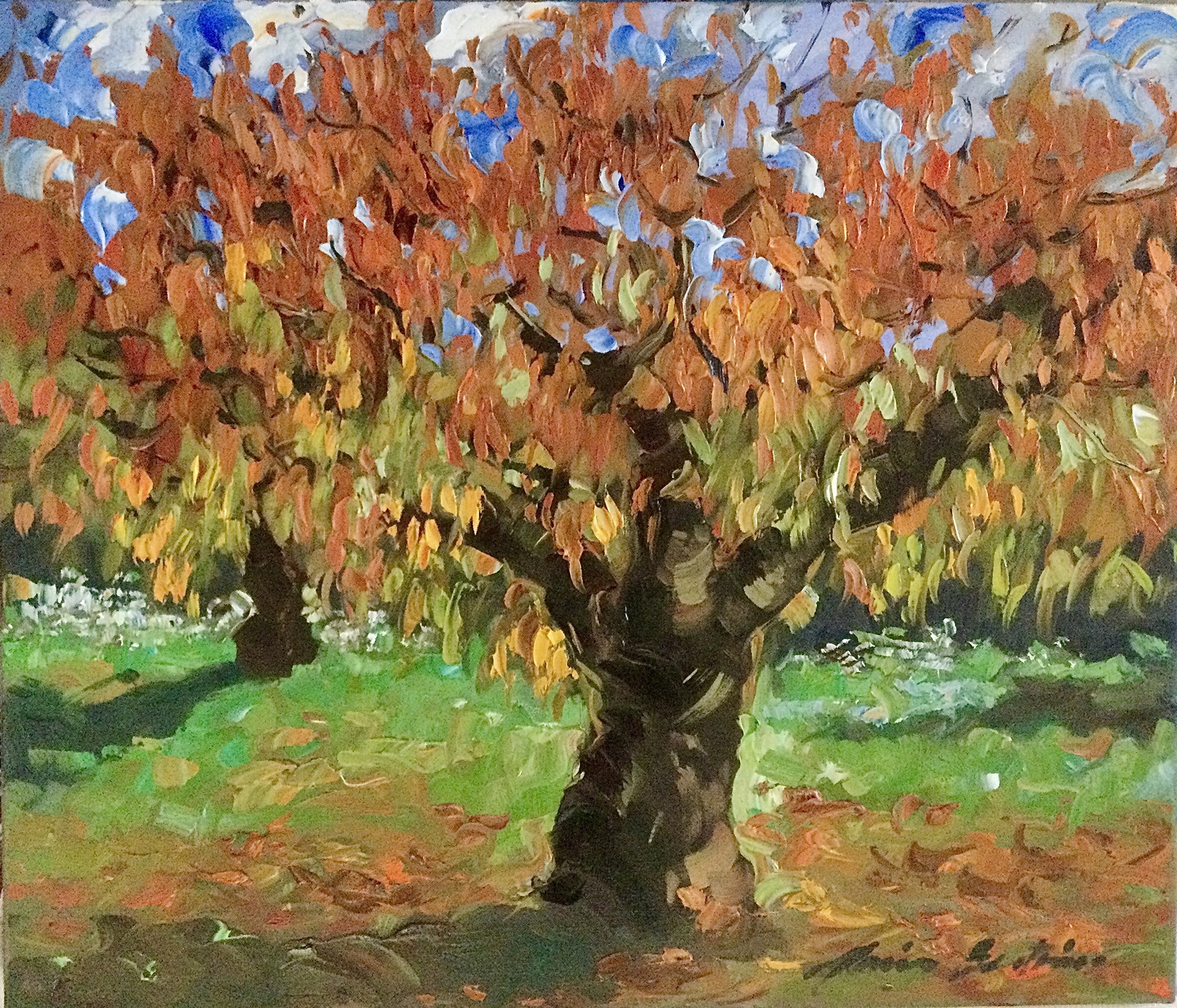 Two Cherry Trees In Autumn by Maria Bertrán