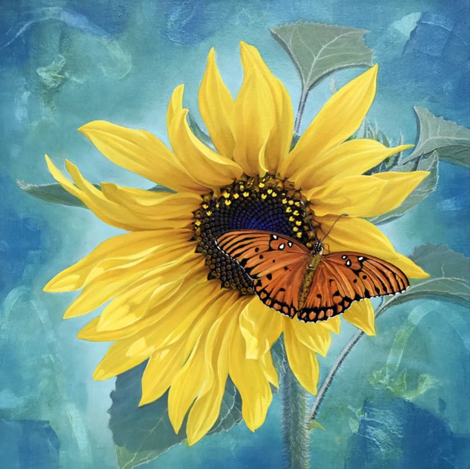 Light of Life - Sunflower & Butterfly by Paul Art Lee