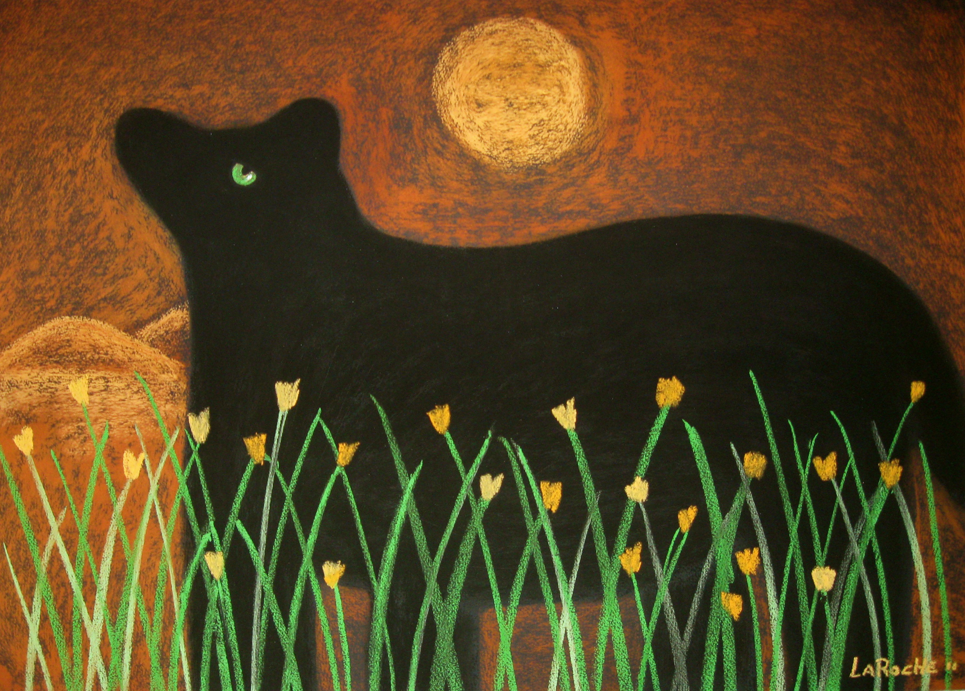 Black Bear/Moon -SOLD available for commission by Carole LaRoche