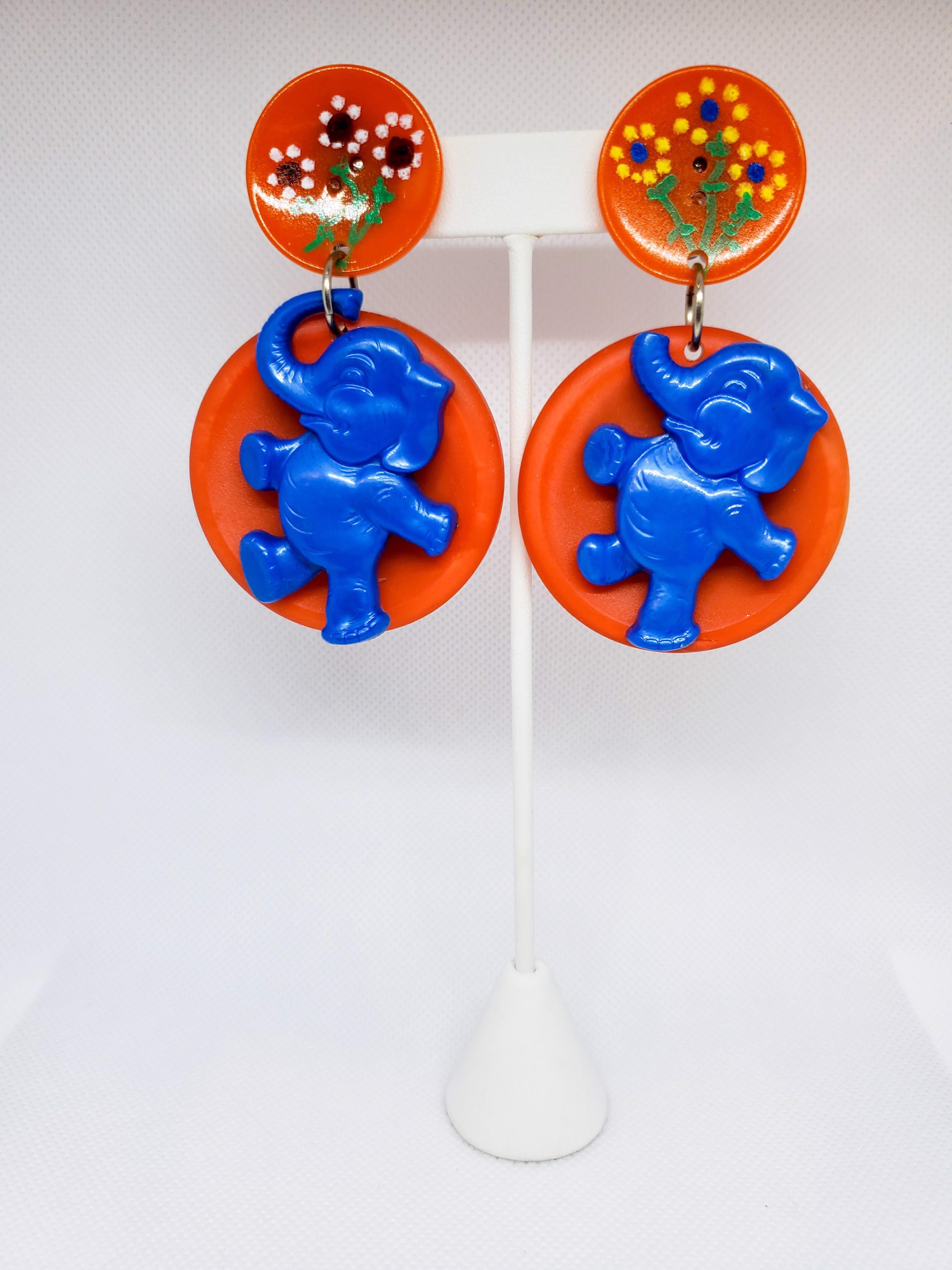 Vintage Elephant Button Earrings by Sally Bass