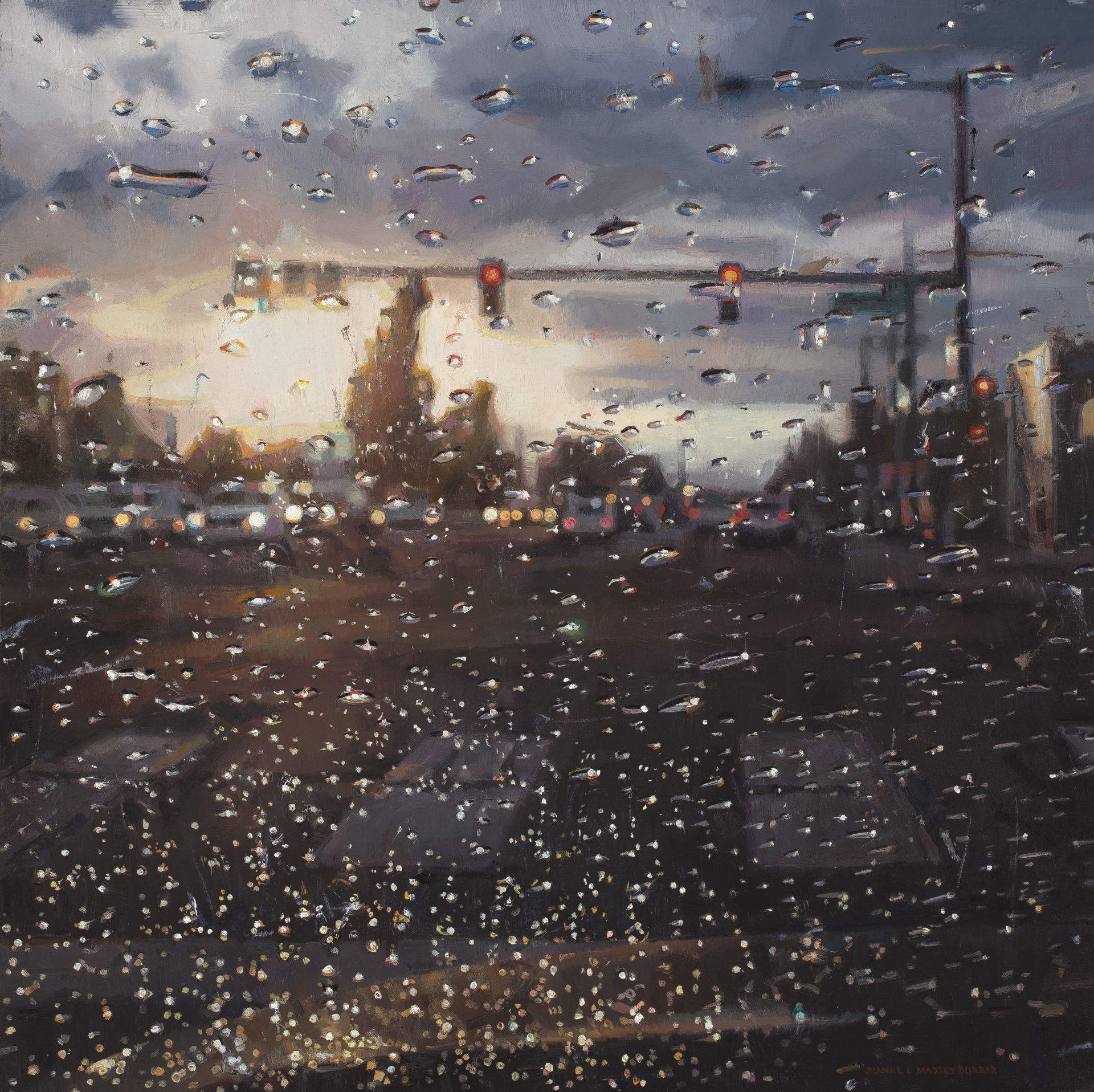 Rain on Windshield: Morning Commute by Dianne L Massey Dunbar