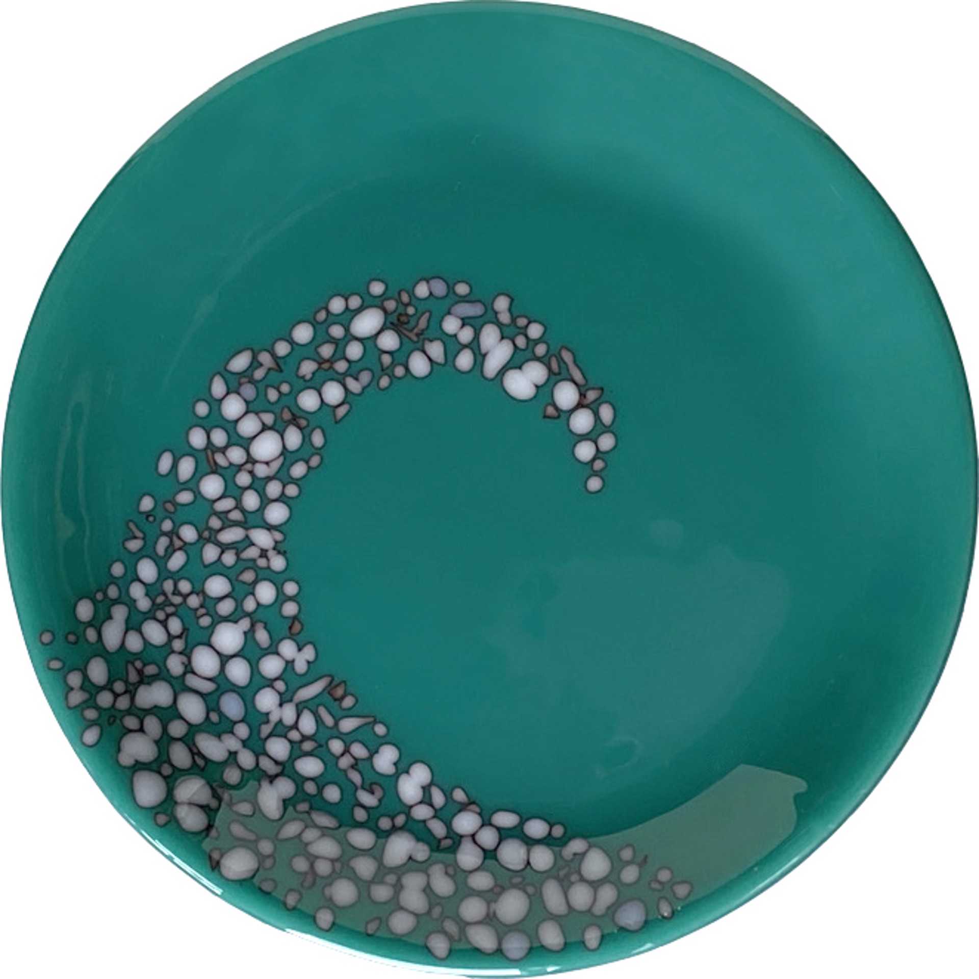 Teal Green and White Reaction "Wave" Plate by Jennifer Welch