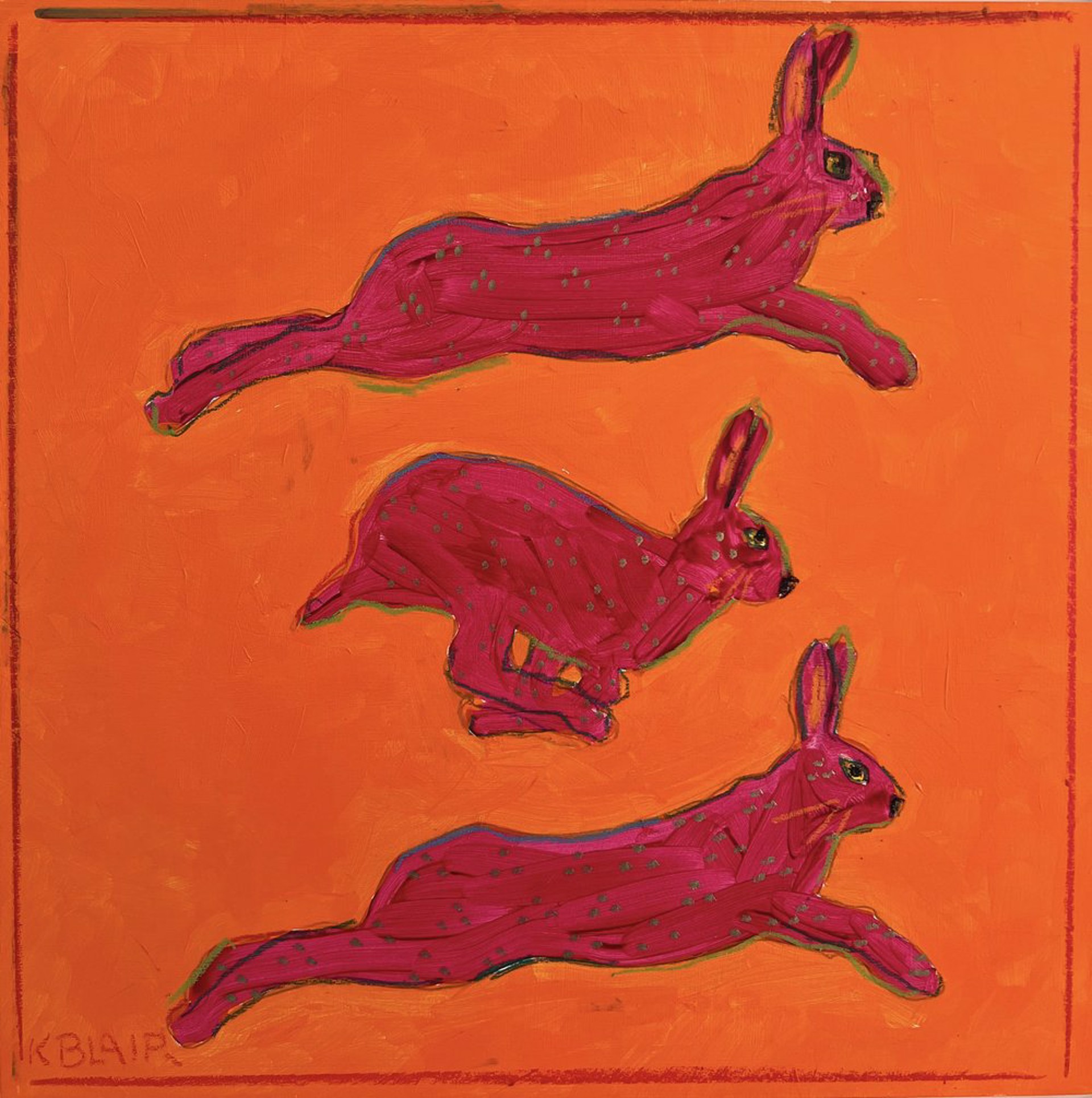 Leaping Disco Hares I by Karen Blair