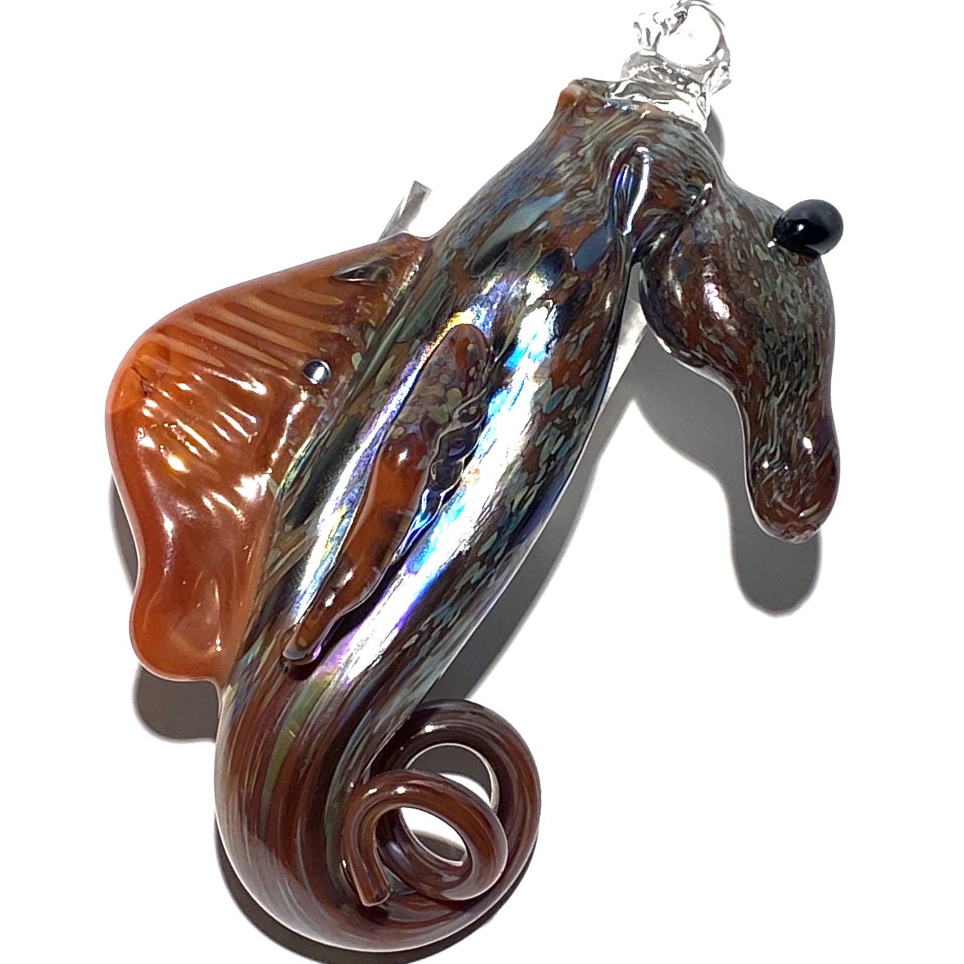 Seahorse-Brown and Blue, Ornament, JG1 by John Glass