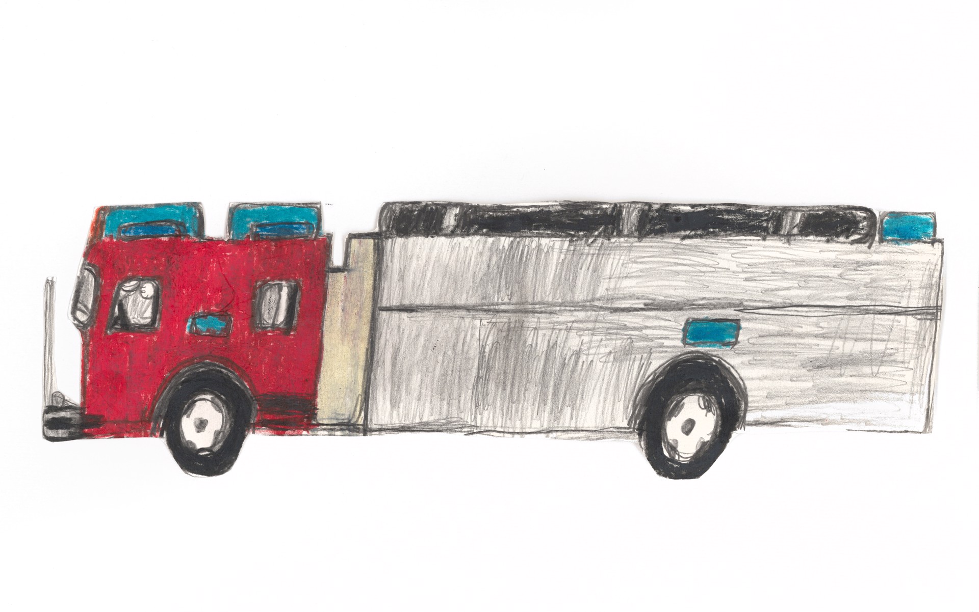 Red and Blue Fire Truck by Michael Haynes