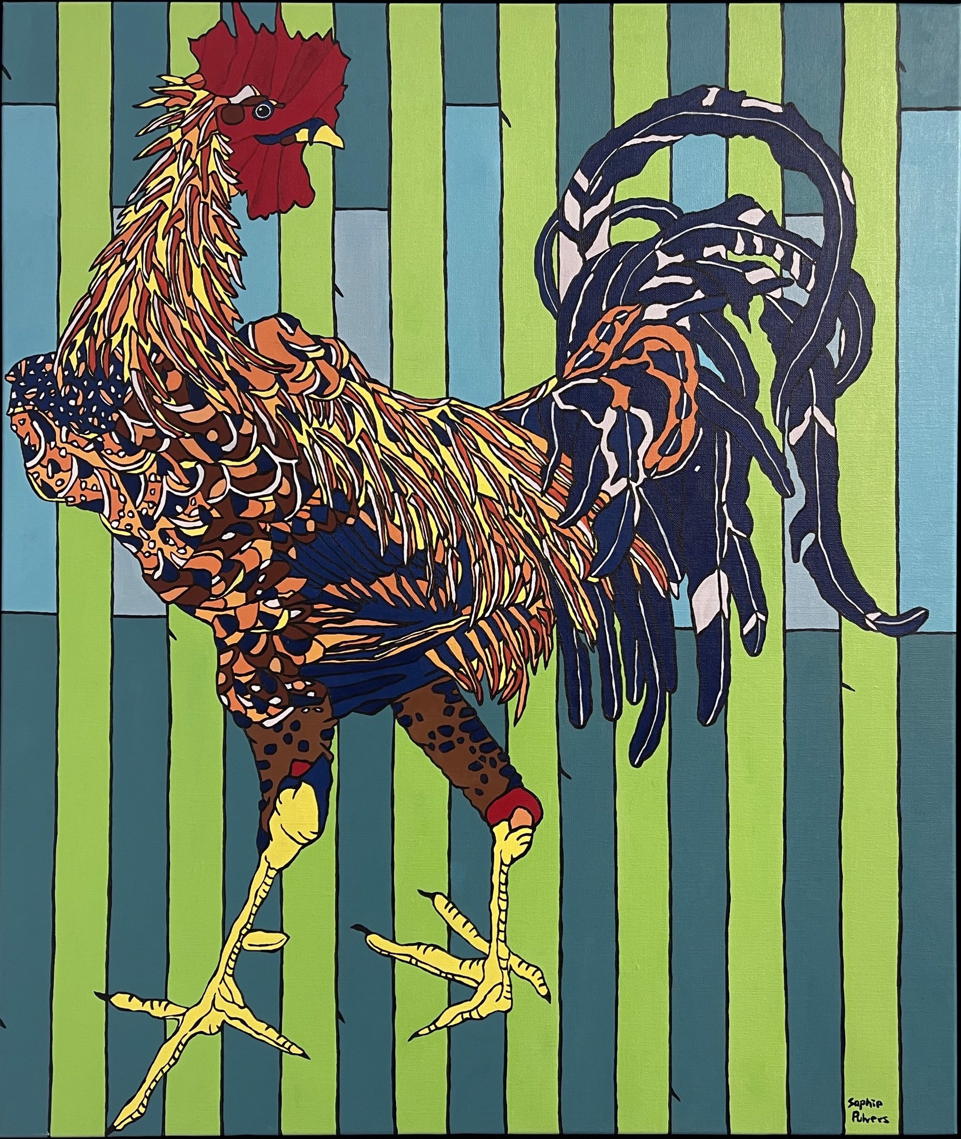 Rooster, After Ito Jakuchu, 1 by Sophie Pulvers
