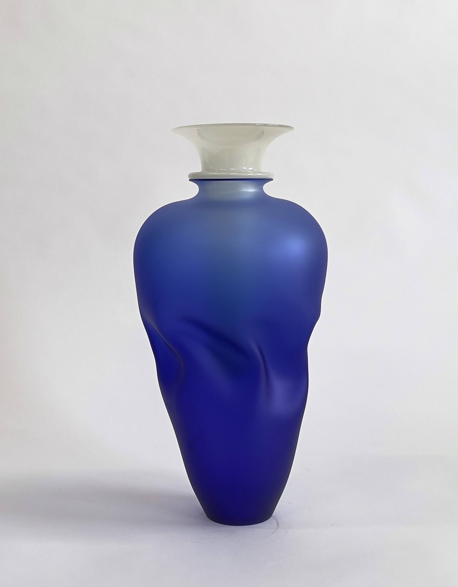Cobalt Veil Vase (Rich Grey Flute) by The Goodman Studio