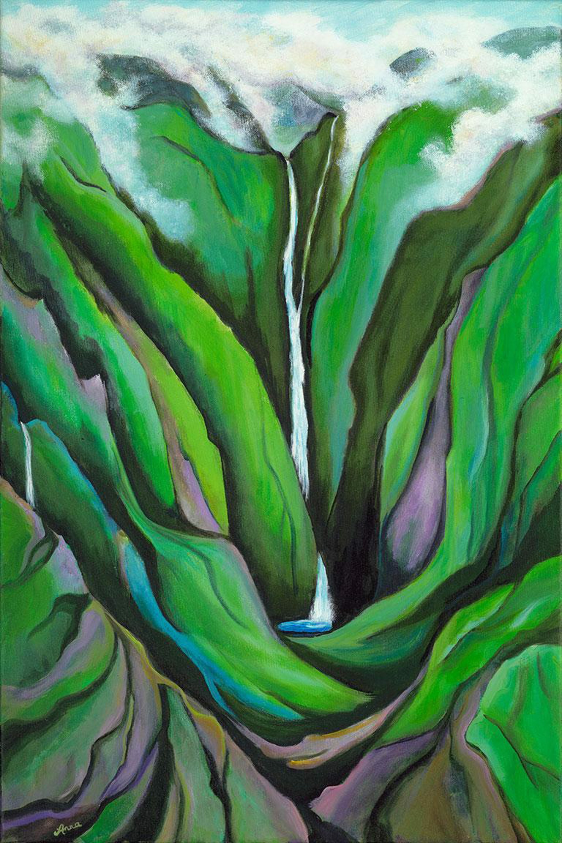 Pāpalaua Falls (part 2 of triptych) by Anna Fuernsteiner