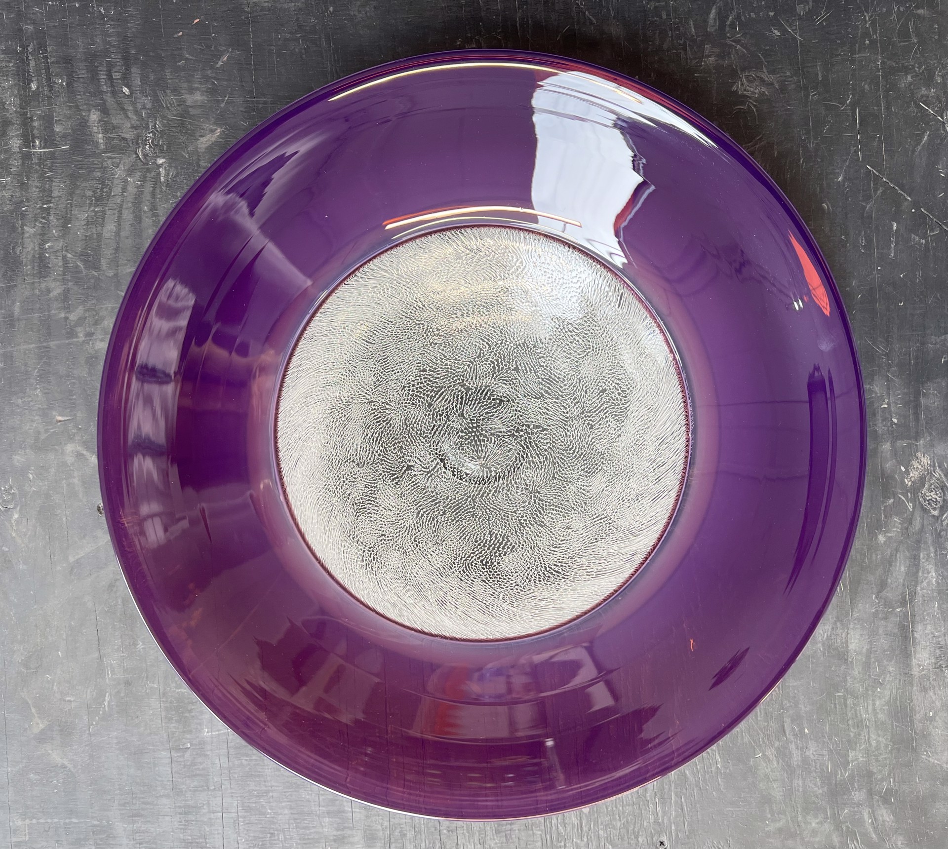 Purple murine bowl by ASHER HOLMAN