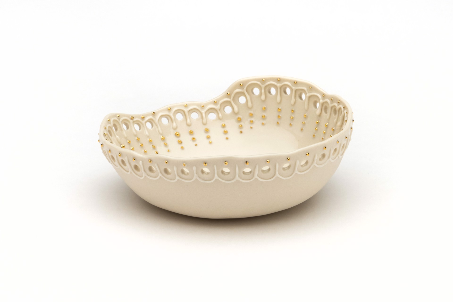 Large White Lacy Bowl (42) by Maria Bruckman