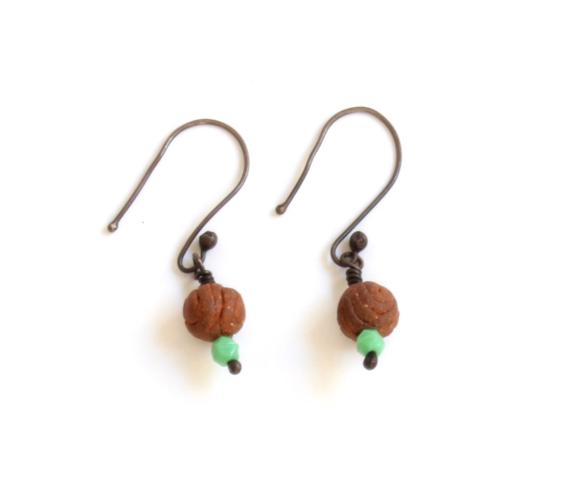 Brown & Black Ceramic Earrings by Mary Lynn Portera