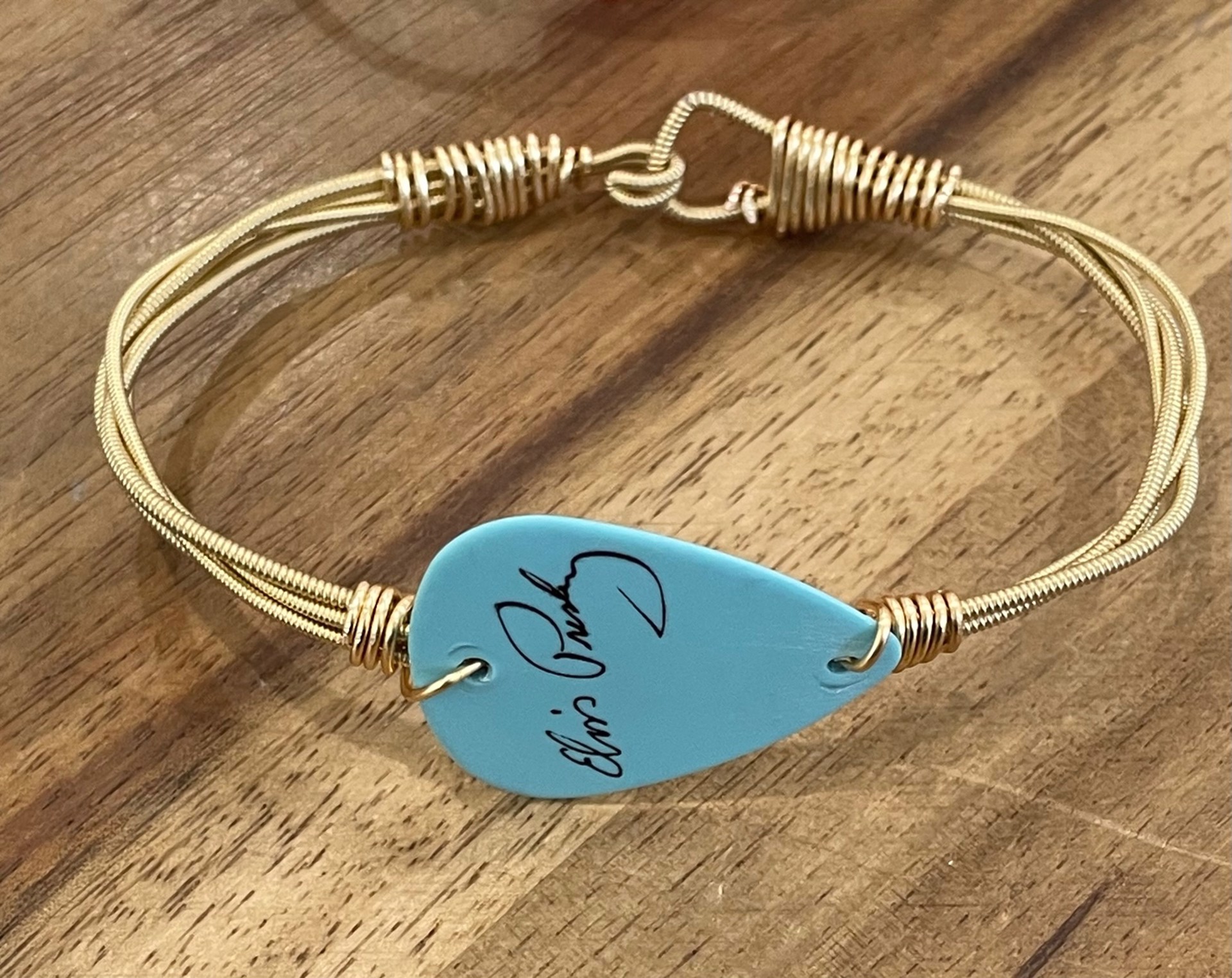 Light Blue Elvis Guitar Pick Bracelet by String Thing Designs