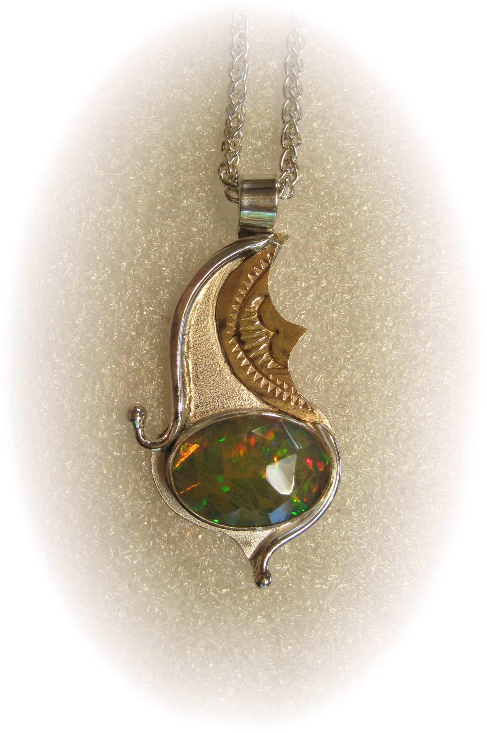 Rose faceted Ethiopian Opal sterling + gold fill by Michael Redhawk
