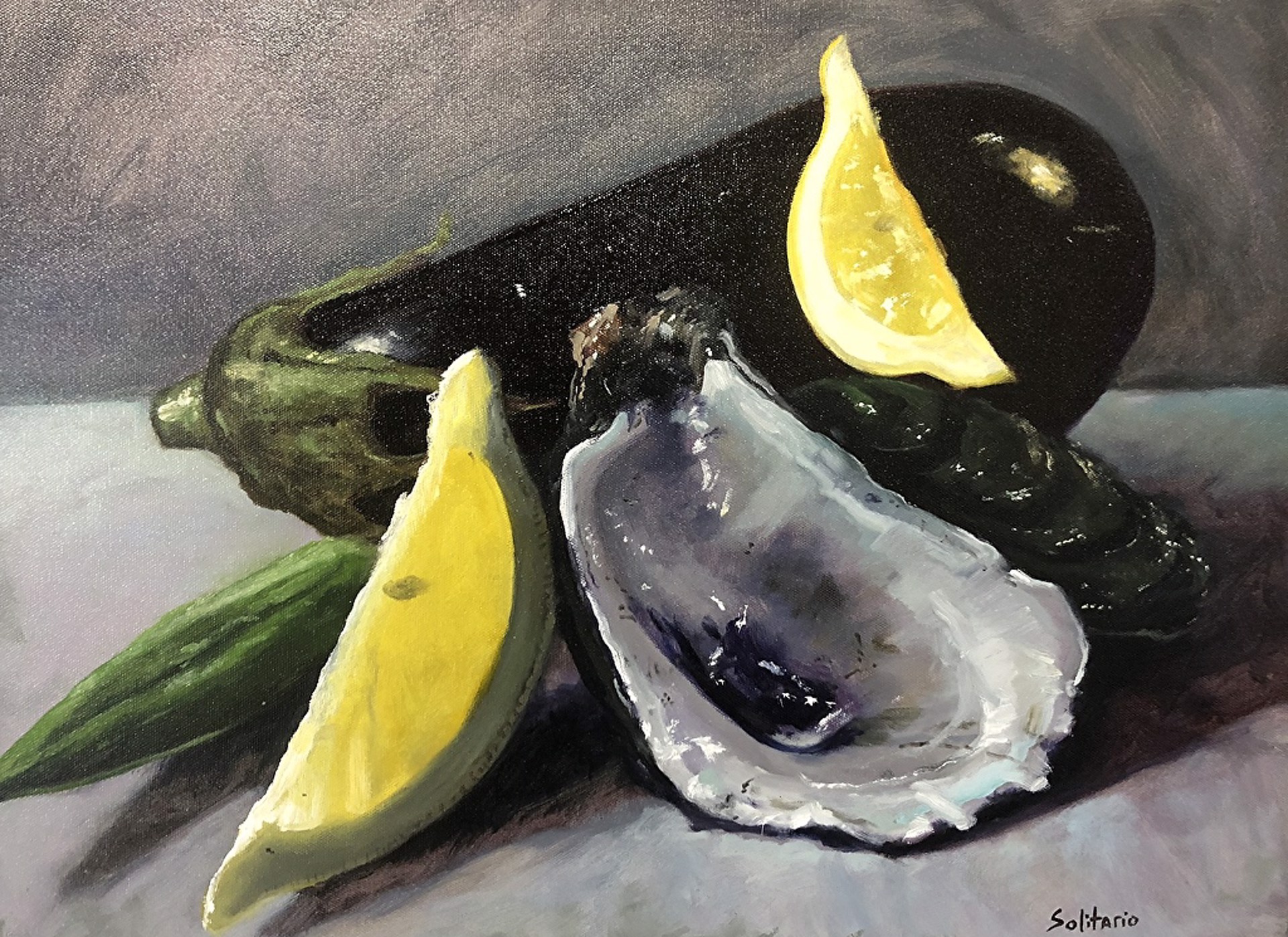 Eggplant & Oyster Shell by Billy Solitario