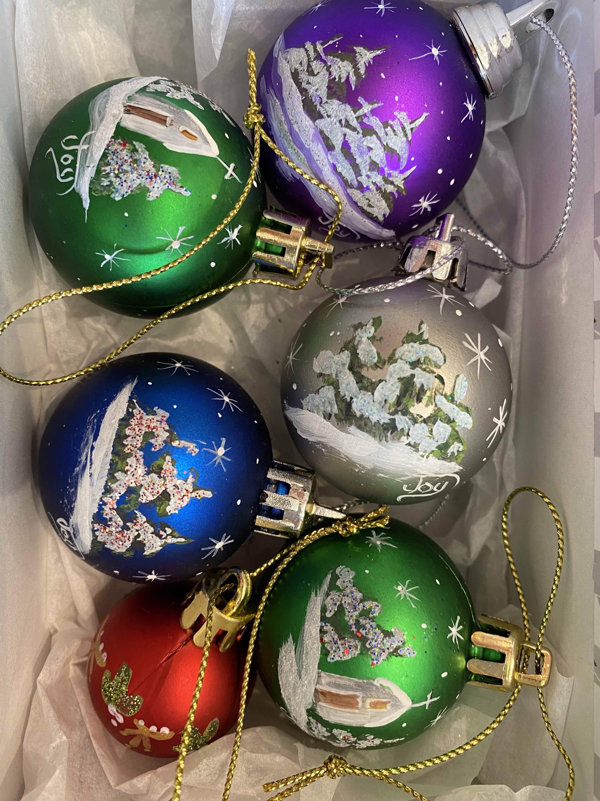 5 Miniature Christmas Balls by Joy McCallister
