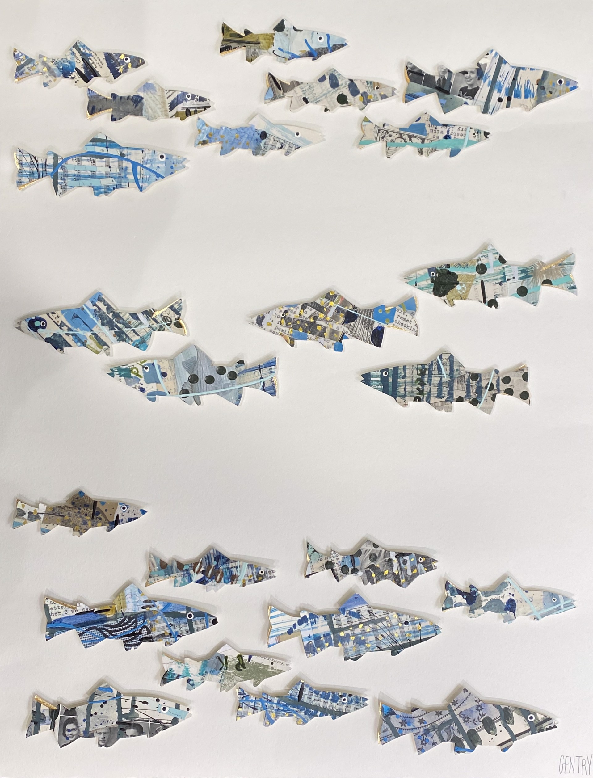 Blue Fish Collage 22 by Sarah Gentry